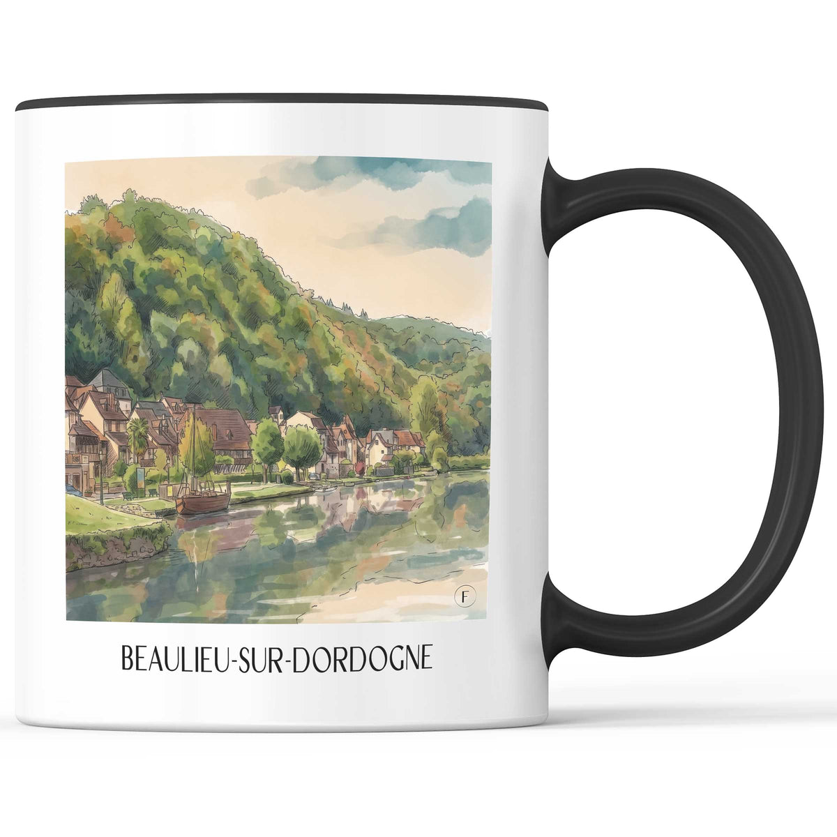 Beaulieu-sur-Dordogne Kaffeebecher - Corrèze - Frankreich Becher - Kaffeetasse im Aquarell Stil - favplace