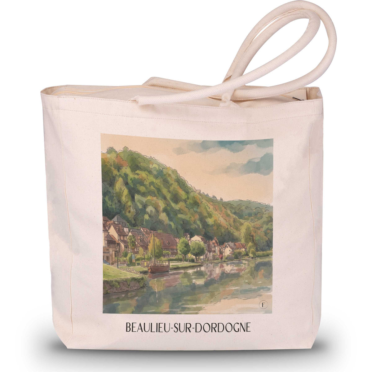 Beaulieu-sur-Dordogne Shopping Tasche - Corrèze - Frankreich Tote Bag - Einkaufstasche im Aquarell Stil - favplace