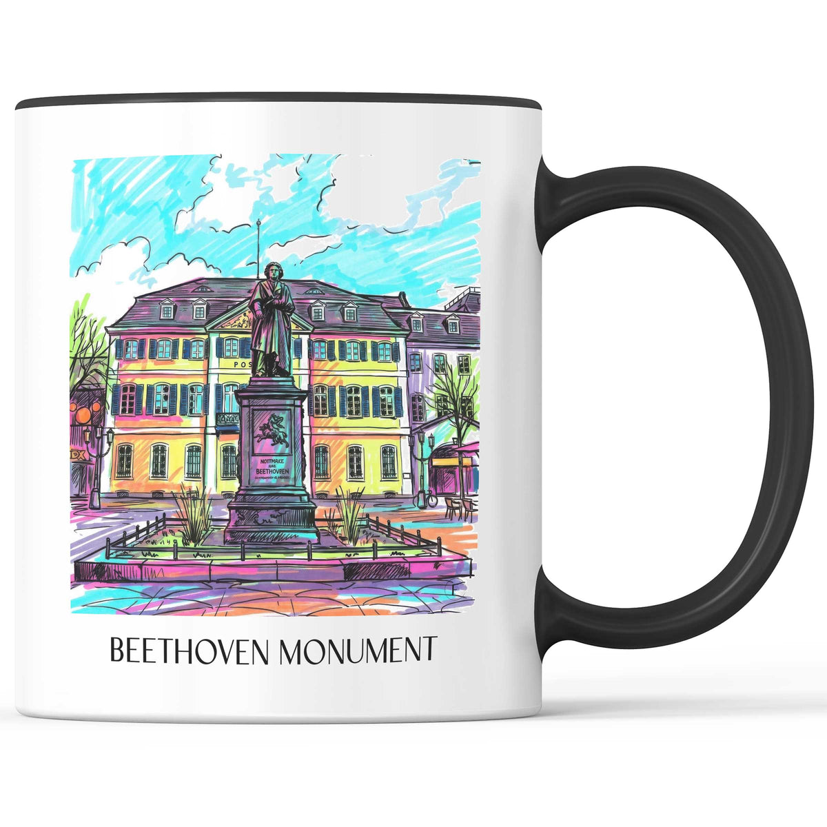 Beethoven-Denkmal Kaffeebecher - Bonn - Deutschland Becher - Kaffeetasse im Tag Graffiti Stil - favplace