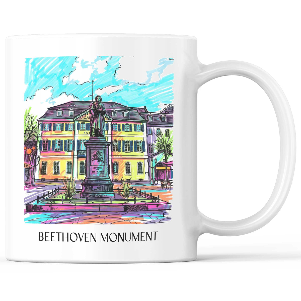 Beethoven-Denkmal Kaffeebecher - Bonn - Deutschland Becher - Kaffeetasse im Tag Graffiti Stil - favplace