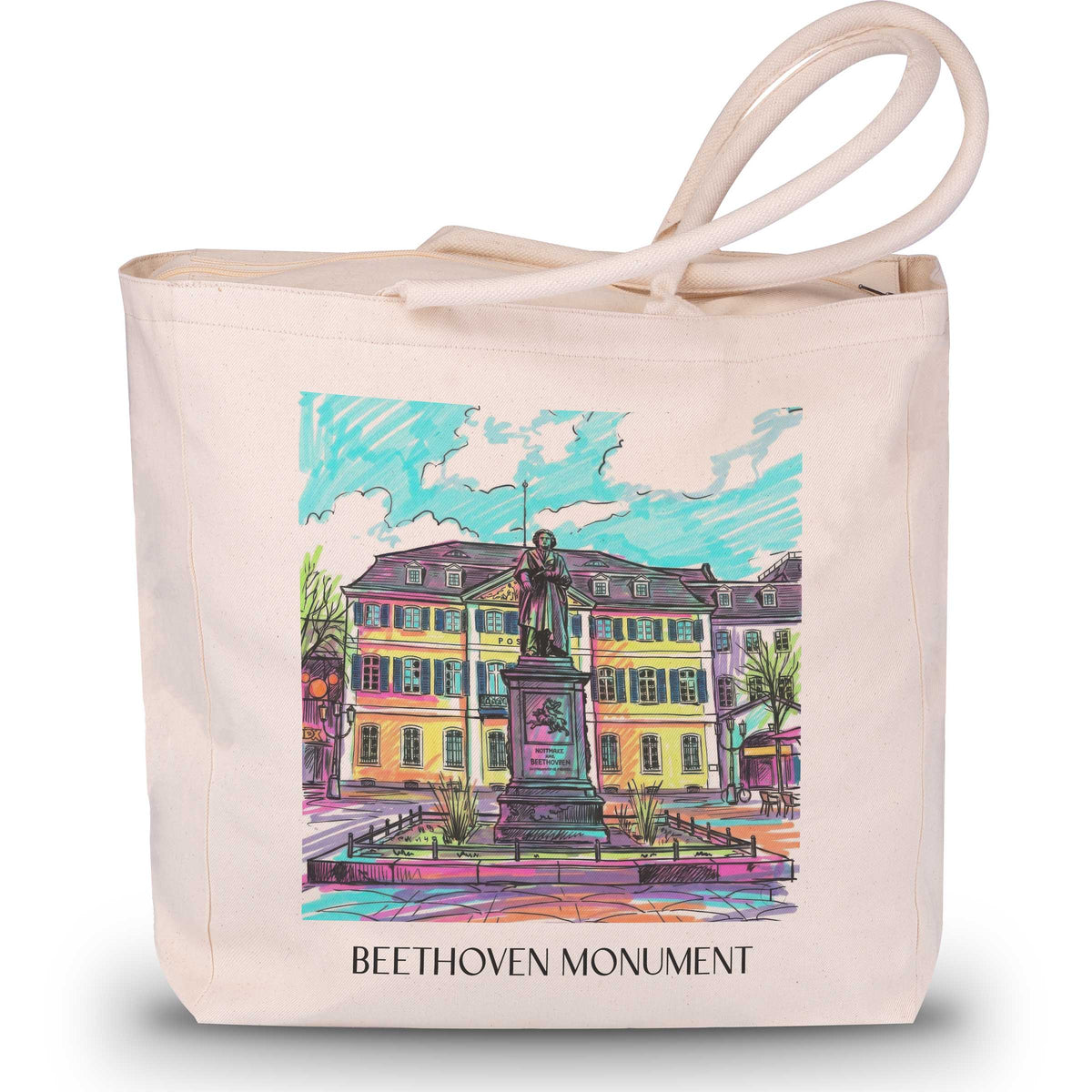 Beethoven-Denkmal Shopping Tasche - Bonn - Deutschland Tote Bag - Einkaufstasche im Tag Graffiti Stil - favplace