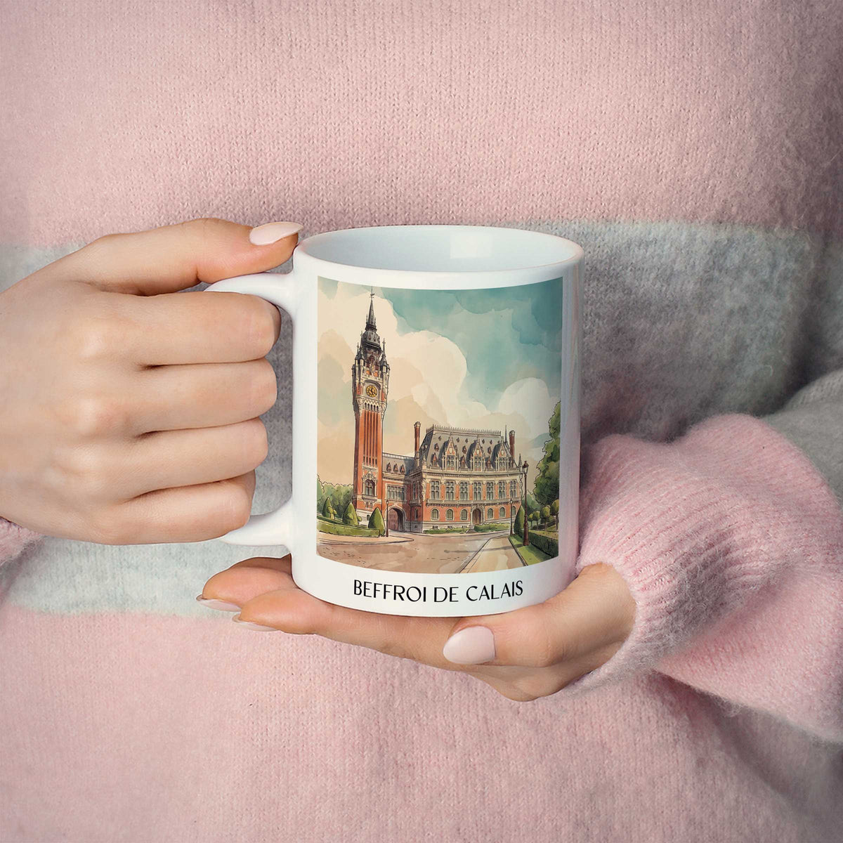beffroi-de-calais-côte-d'opale-frankreich-kaffeebecher-aquarell