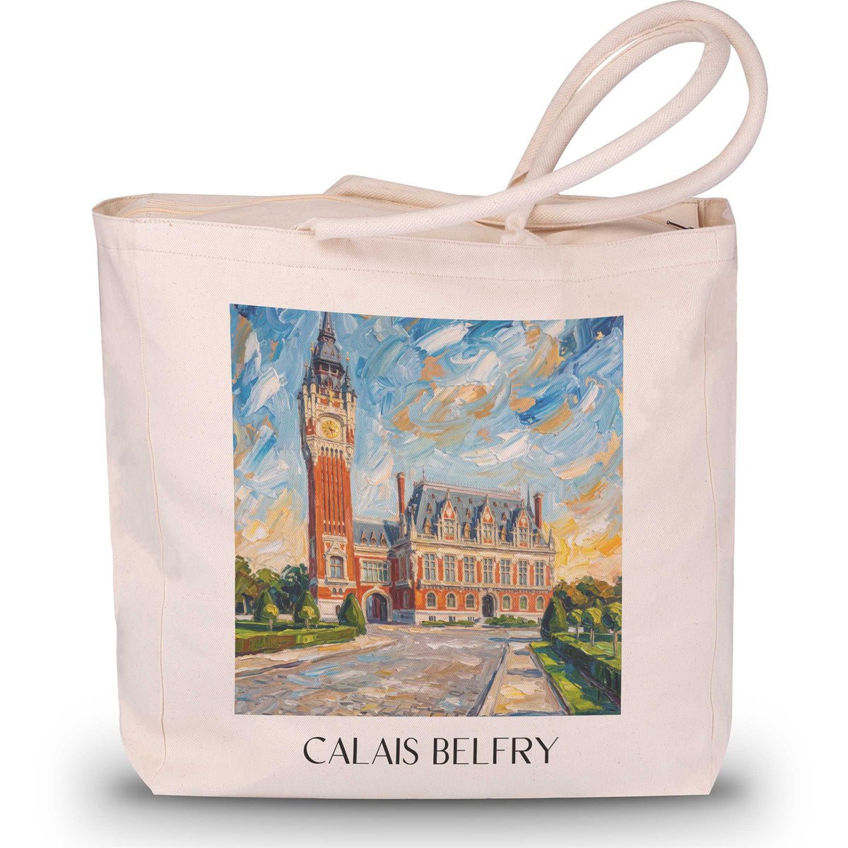 Beffroi de Calais Shopping Tasche - Côte d'Opale - Frankreich Tote Bag - Einkaufstasche im Ölgemälde Stil - favplace