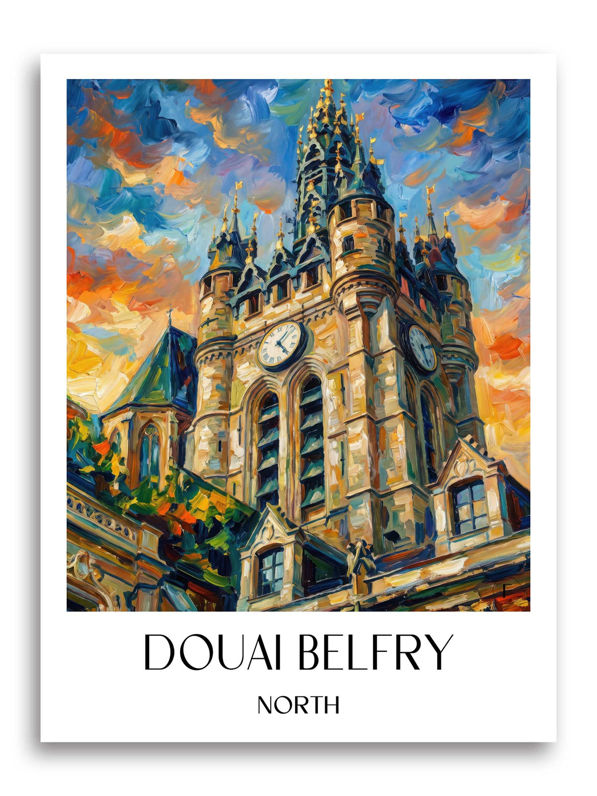 Beffroi de Douai Poster - Nord - Frankreich Kunstdruck - Ölgemälde von A4 bis A1 - favplace
