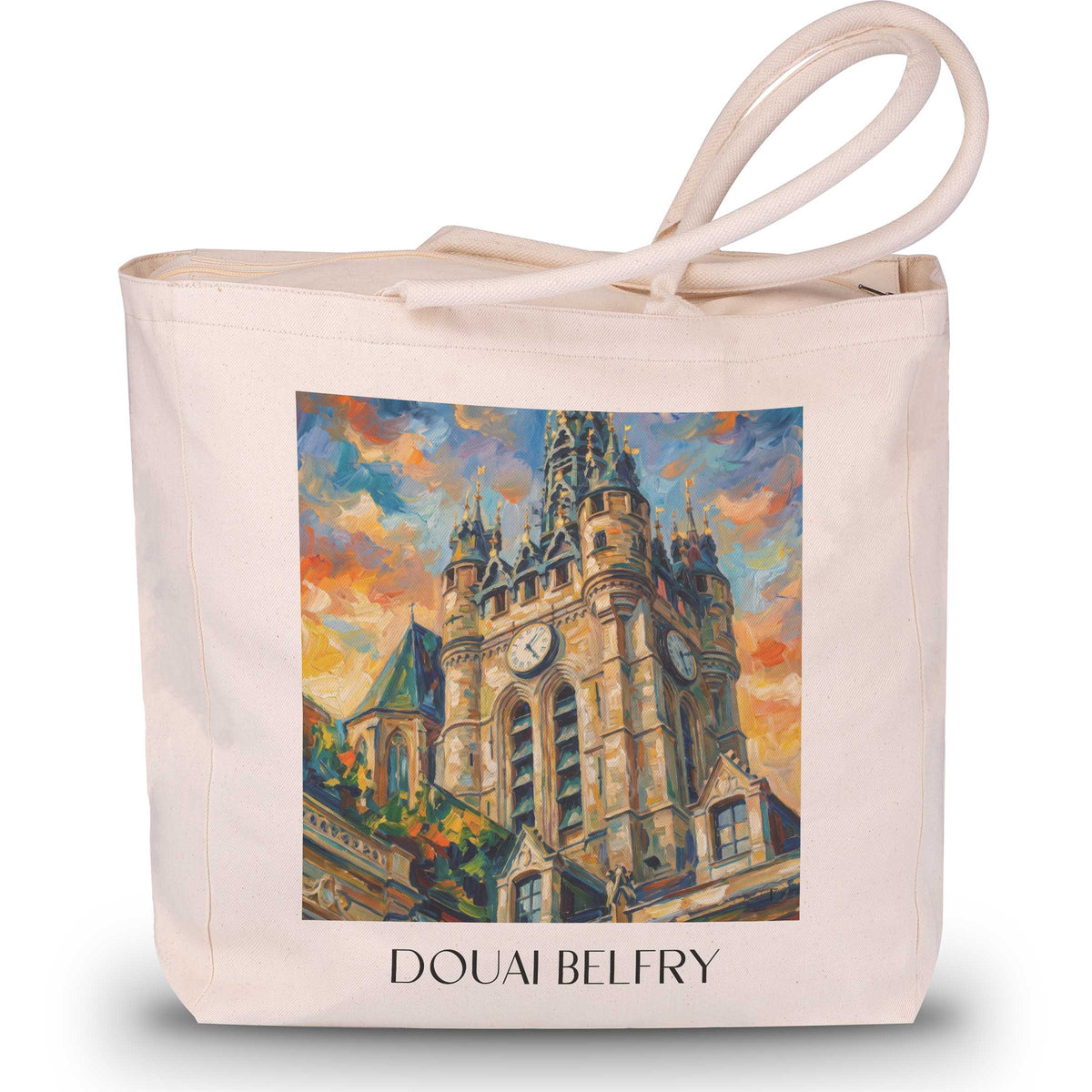 Beffroi de Douai Shopping Tasche - Nord - Frankreich Tote Bag - Einkaufstasche im Ölgemälde Stil