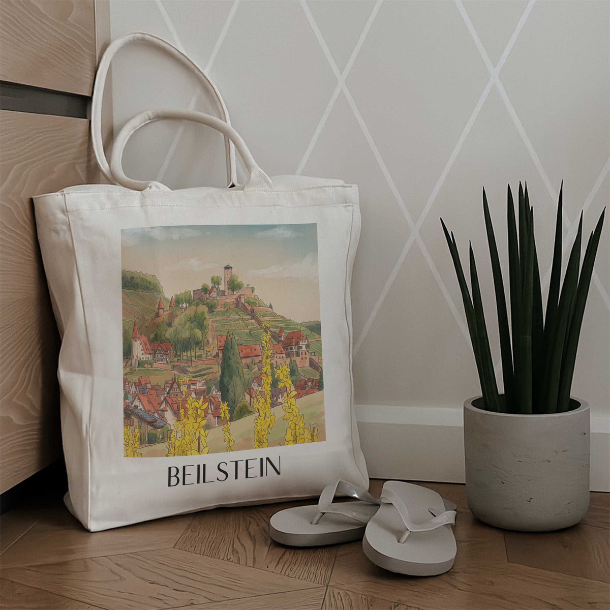 beilstein-löwensteiner-berge-deutschland-einkaufstasche-aquarell