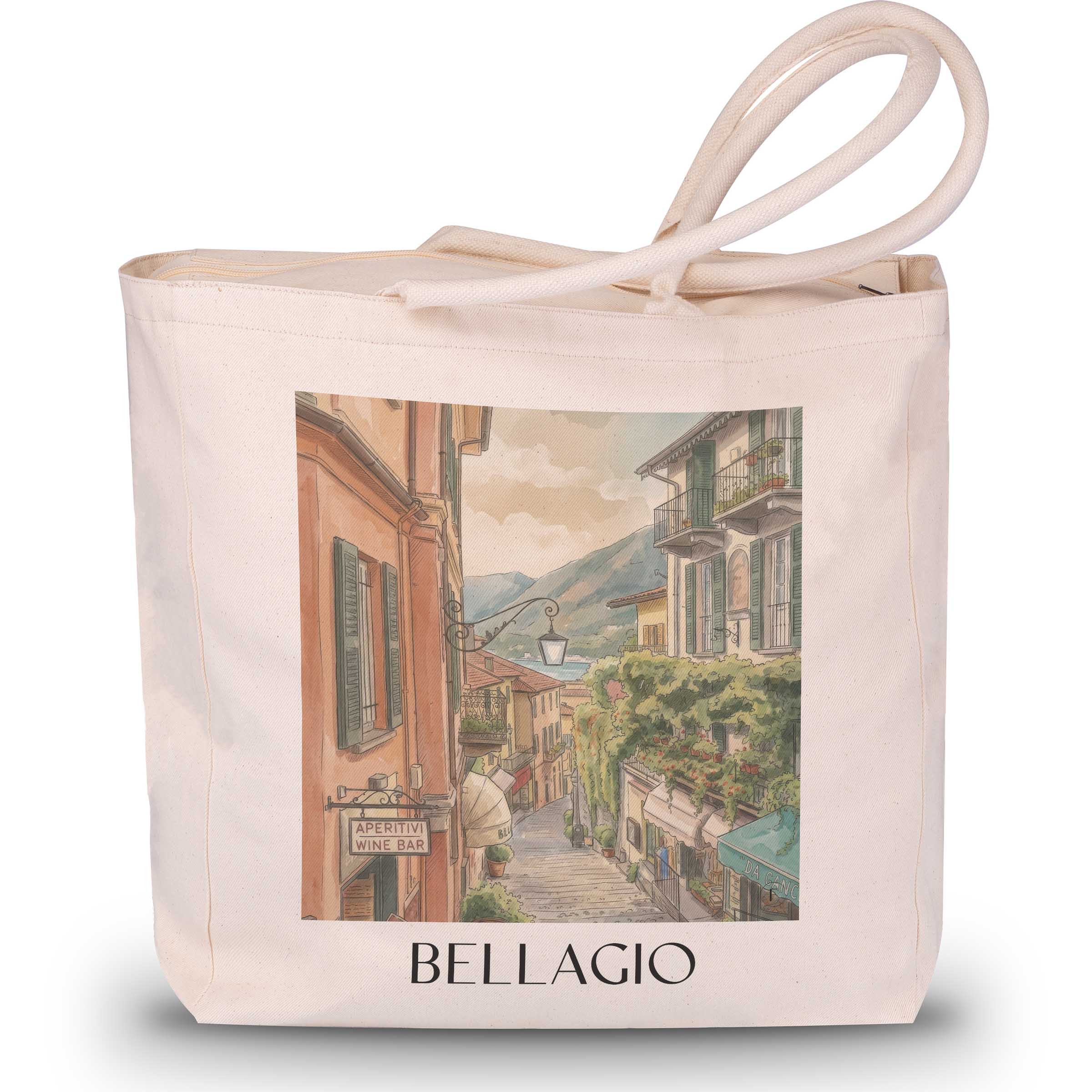 Bellagio Shopping Tasche - Comer See - Italien Tote Bag - Einkaufstasche im Aquarell Stil - favplace