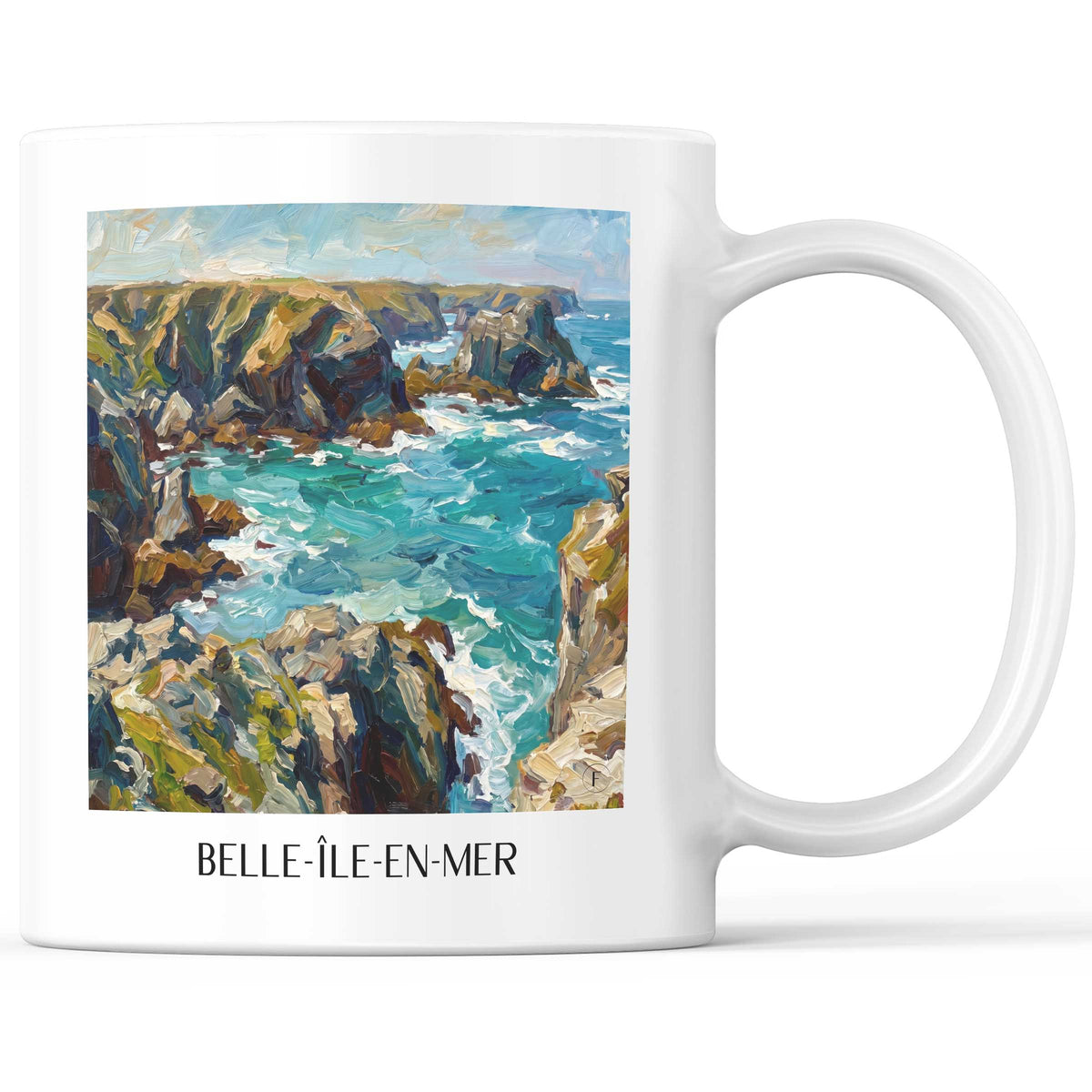 Belle-Île-en-Mer Kaffeebecher - Belle-Île - Frankreich Becher - Kaffeetasse im Ölgemälde Stil - favplace