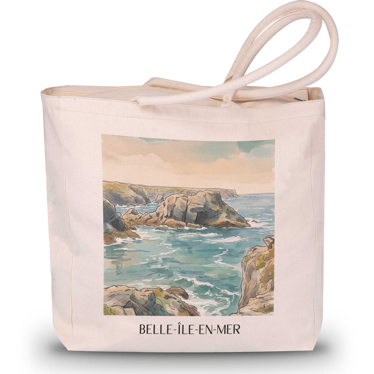 Belle-Île-en-Mer Shopping Tasche - Belle-Île - Frankreich Tote Bag - Einkaufstasche im Aquarell Stil - favplace