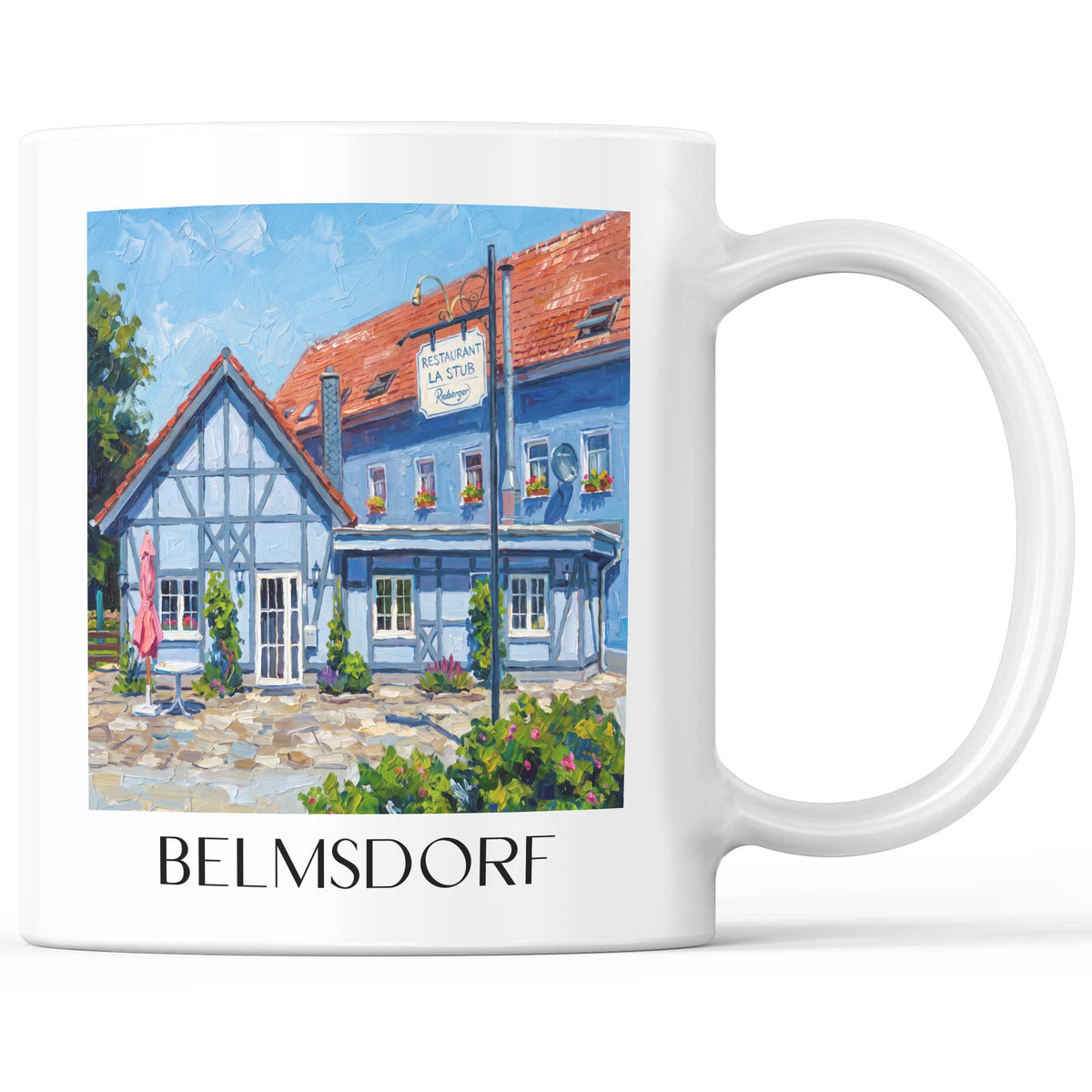 Belmsdorf Kaffeebecher - Oberlausitz - Deutschland Becher - Kaffeetasse im Ölgemälde Stil - favplace