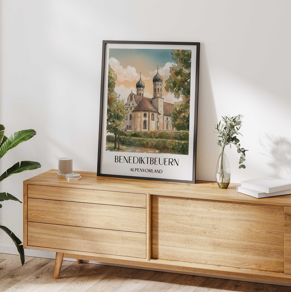 benediktbeuern-alpenvorland-deutschland-poster-aquarell