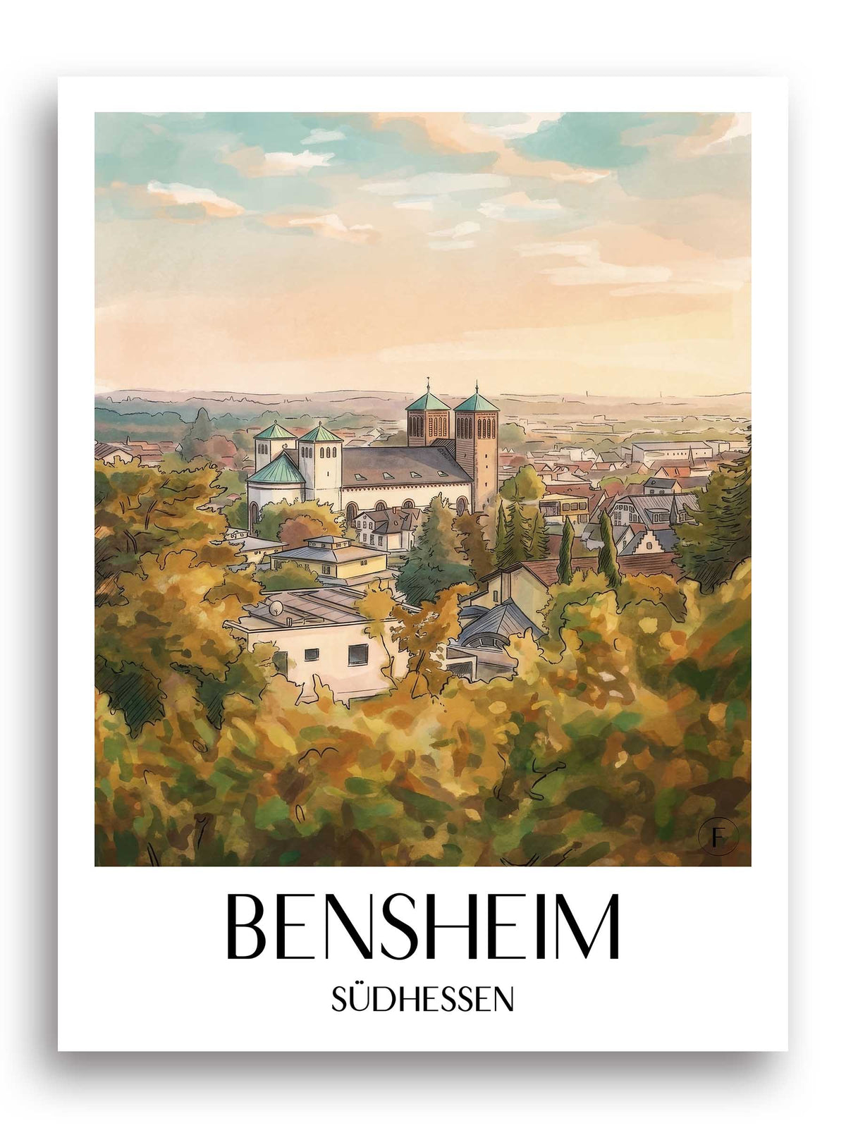 bensheim-südhessen-deutschland-poster-aquarell