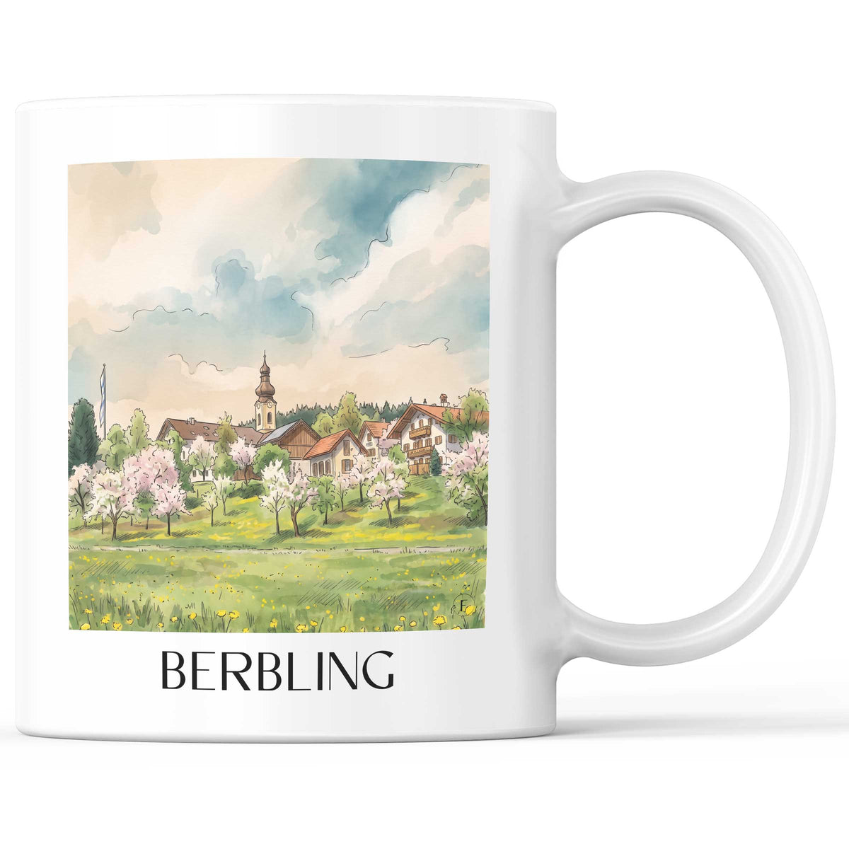 Berbling Kaffeebecher - Chiemgau - Deutschland Becher - Kaffeetasse im Aquarell Stil - favplace