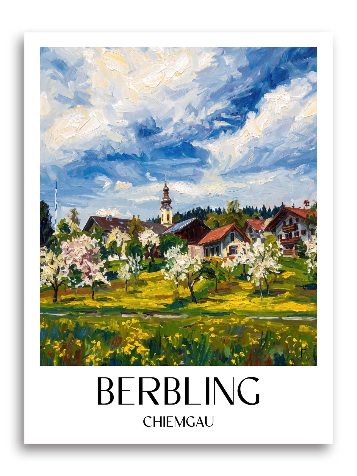 Berbling Poster - Chiemgau - Deutschland Kunstdruck - Ölgemälde von A4 bis A1 - favplace