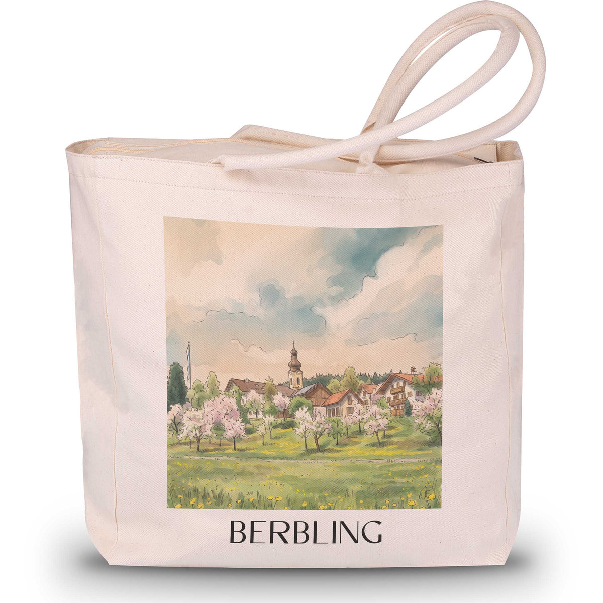 berbling-chiemgau-deutschland-einkaufstasche-aquarell