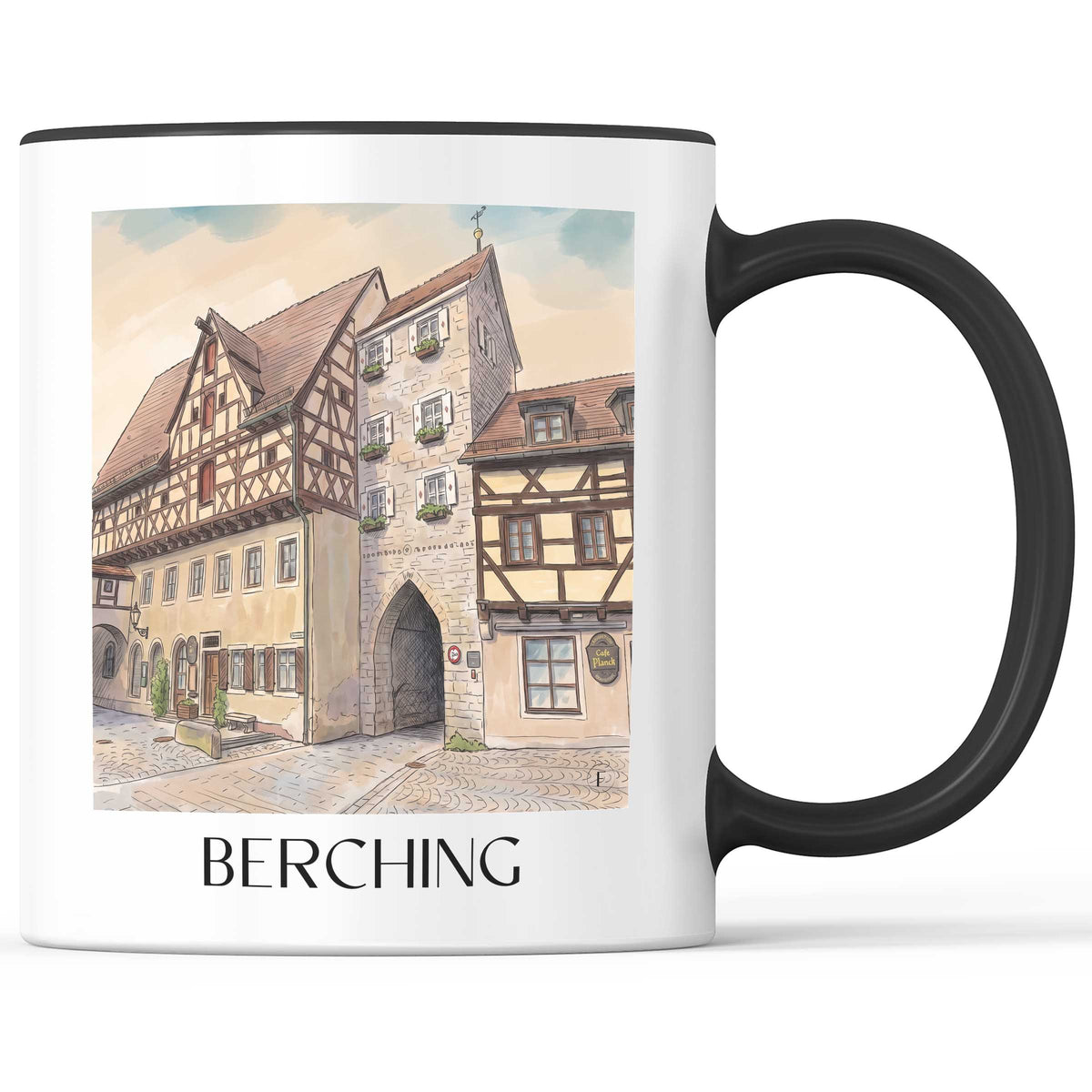 berching-altmühltal-deutschland-kaffeebecher-aquarell