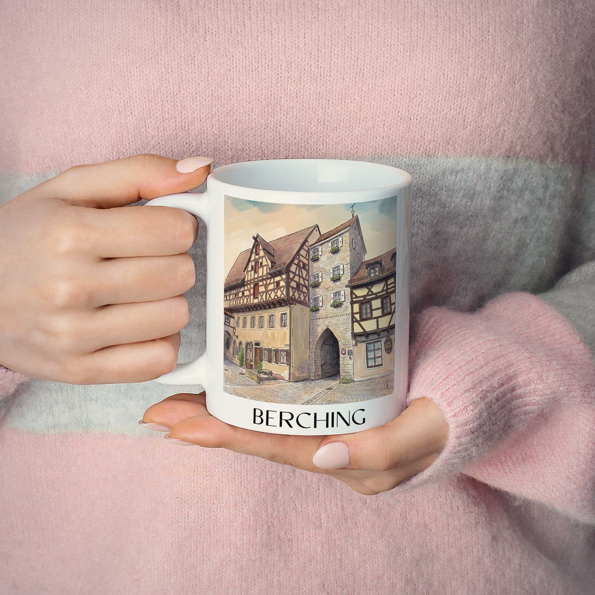 berching-altmühltal-deutschland-kaffeebecher-aquarell