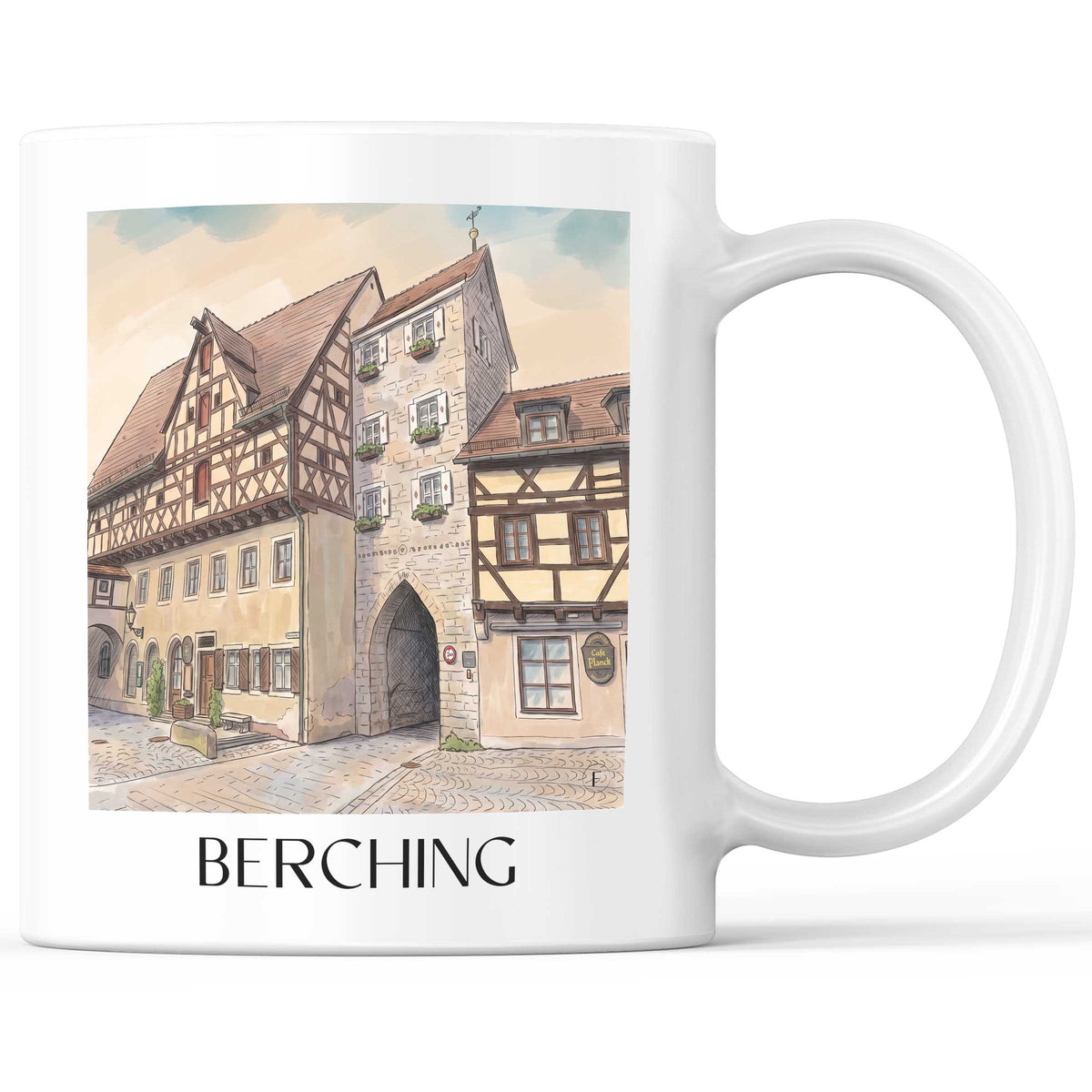 Berching Kaffeebecher - Altmühltal - Deutschland Becher - Kaffeetasse im Aquarell Stil