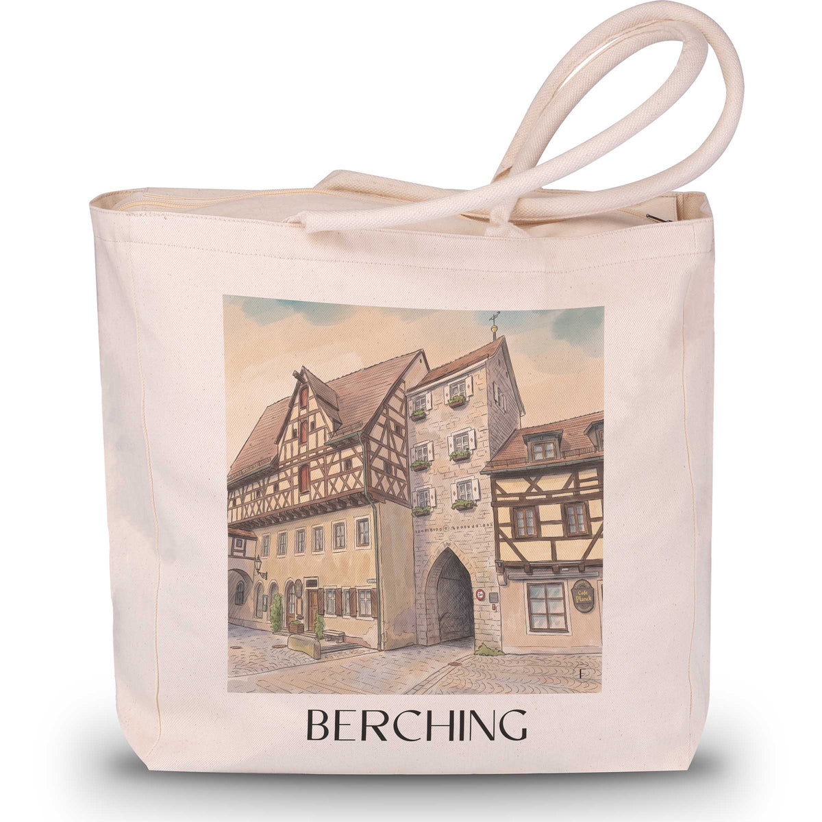 berching-altmühltal-deutschland-einkaufstasche-aquarell
