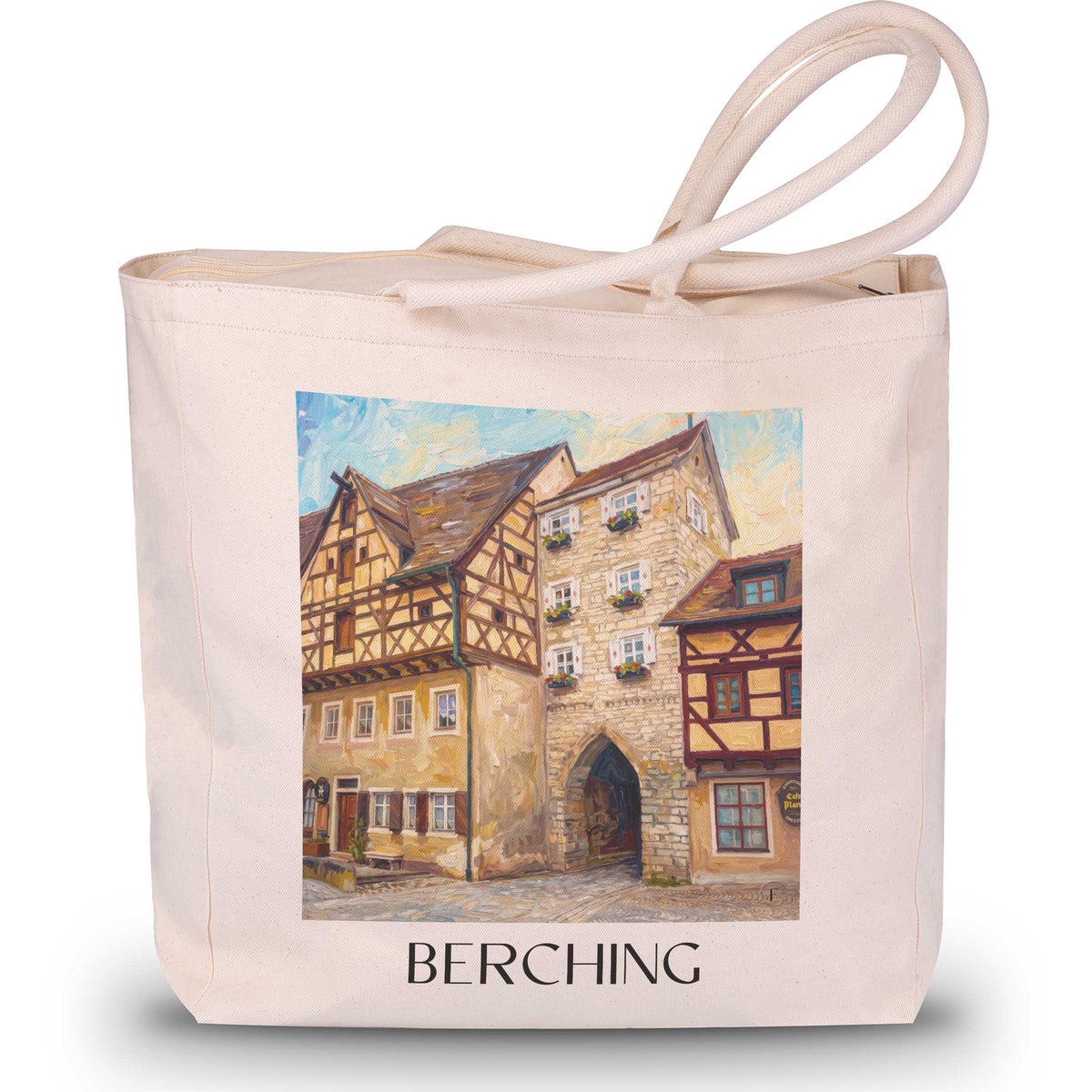 berching-altmühltal-deutschland-einkaufstasche-oil-painting-oelgemaelde