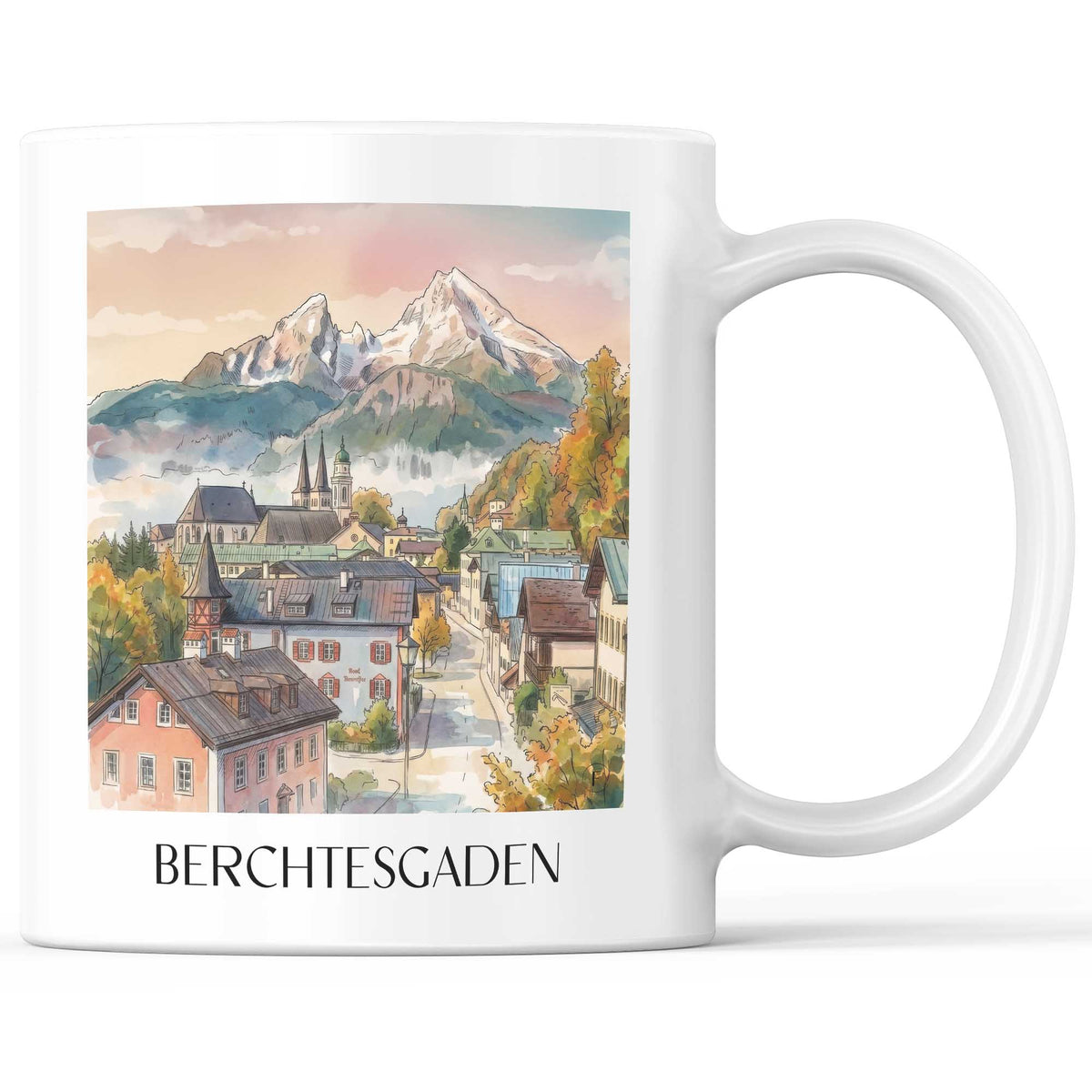 Berchtesgaden Kaffeebecher - Bayern - Deutschland Becher - Kaffeetasse im Aquarell Stil - favplace
