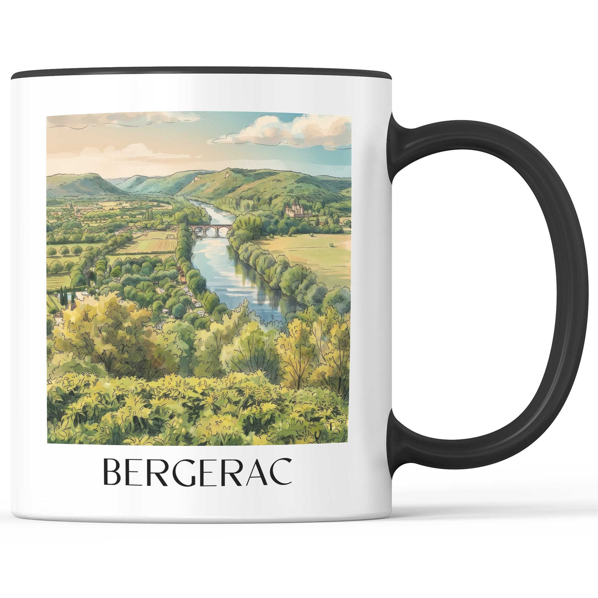 bergerac-périgord-pourpre-frankreich-kaffeebecher-aquarell