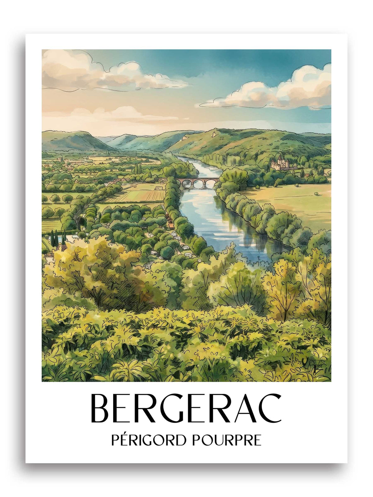 bergerac-périgord-pourpre-frankreich-poster-aquarell