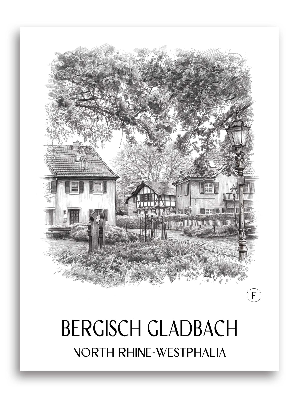 Bergisch Gladbach Poster - Nordrhein-Westfalen - Deutschland Kunstdruck - Zeichnung von A4 bis A1 - favplace
