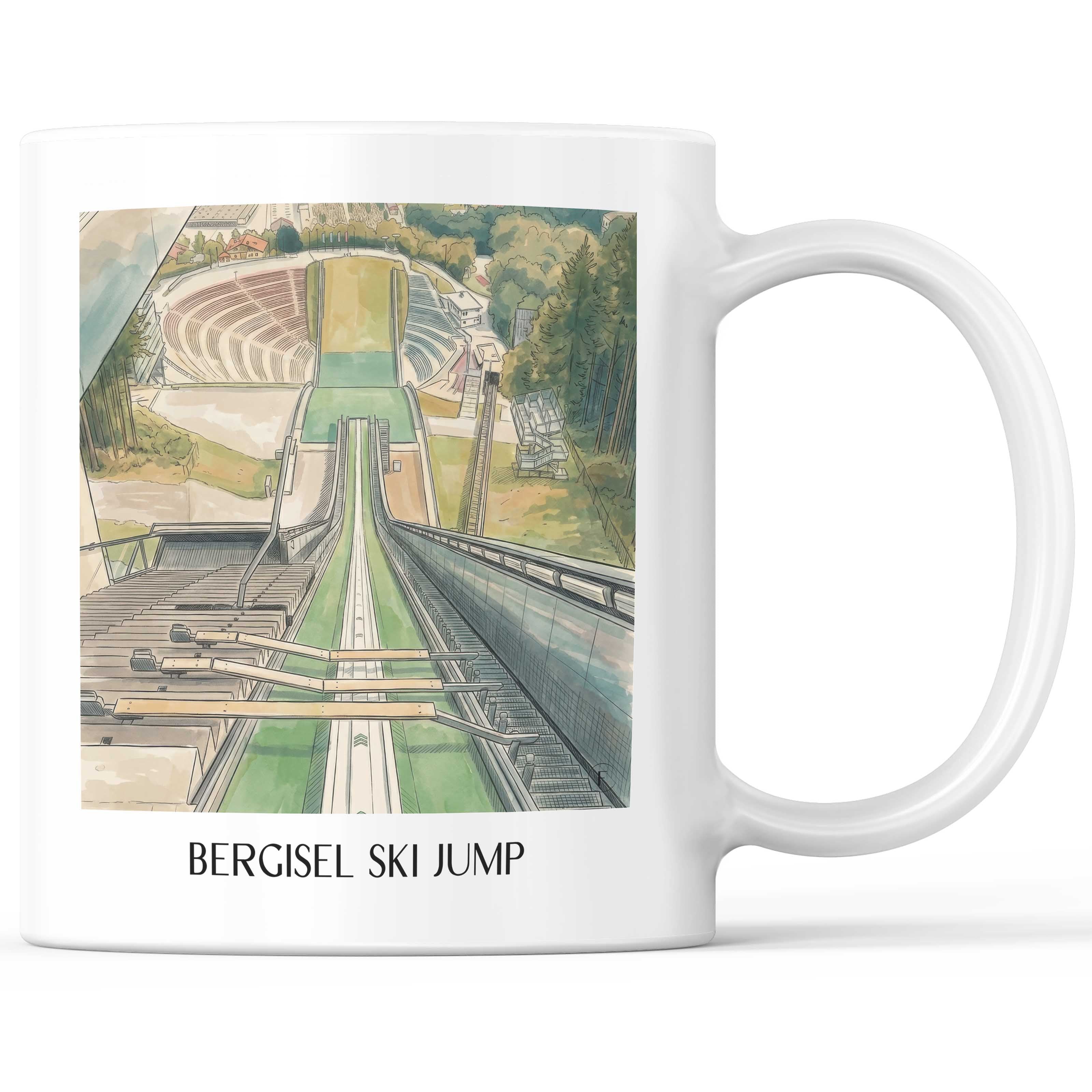 Bergiselschanze Kaffeebecher - Innsbruck - Österreich Becher - Kaffeetasse im Aquarell Stil - favplace