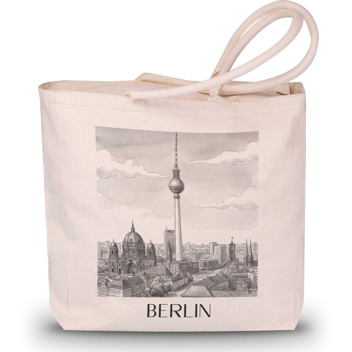 Berlin - Deutschland Tote Bag - Einkaufstasche im Aquarell Schwarz-Weiß Stil - favplace