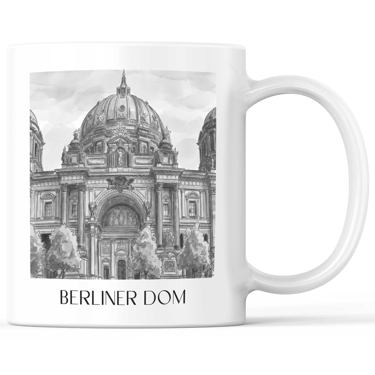Berliner Dom Kaffeebecher - Berlin - Deutschland Becher - Kaffeetasse im Aquarell Schwarz-Weiß Stil - favplace