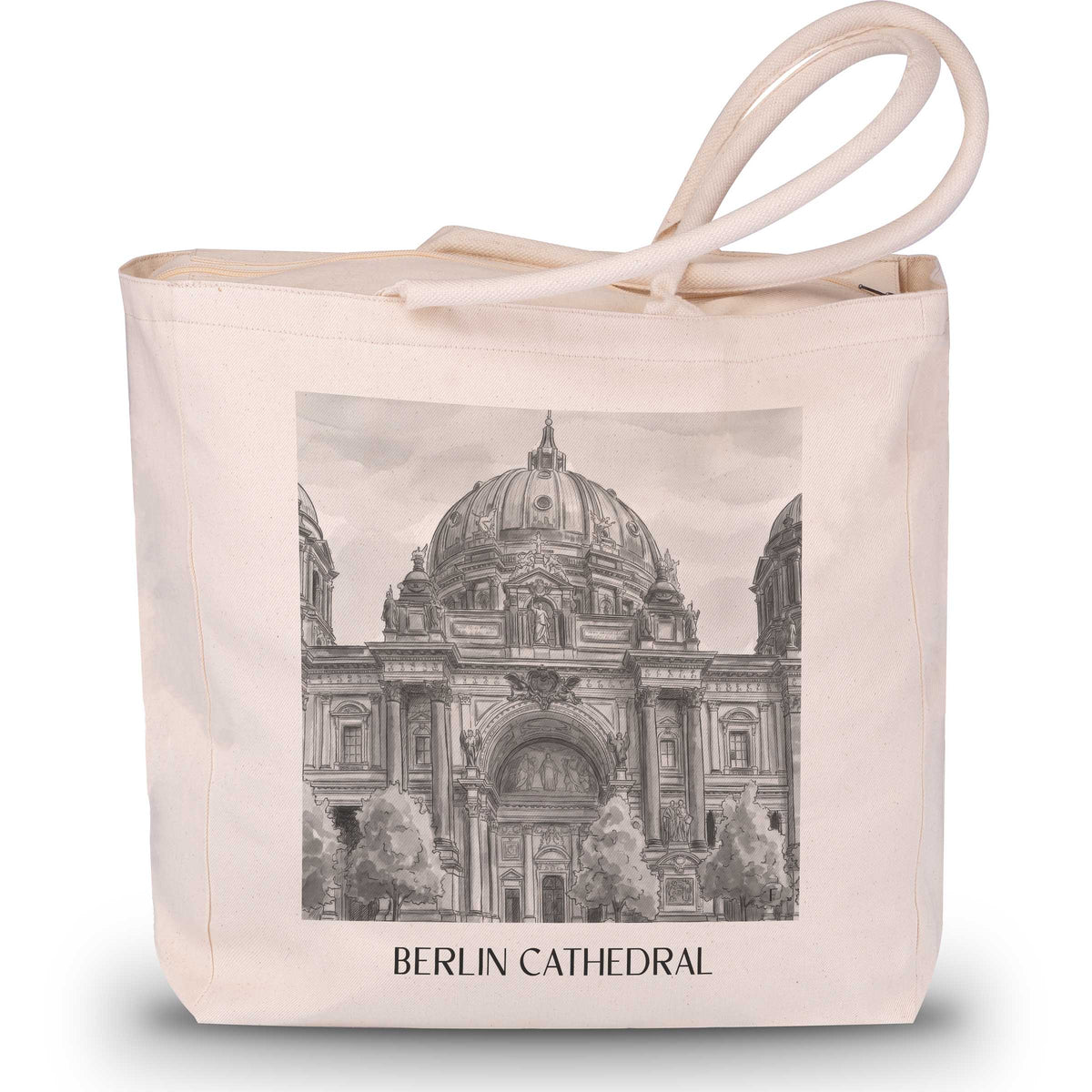 Berliner Dom Shopping Tasche - Berlin - Deutschland Tote Bag - Einkaufstasche im Aquarell Schwarz-Weiß Stil - favplace