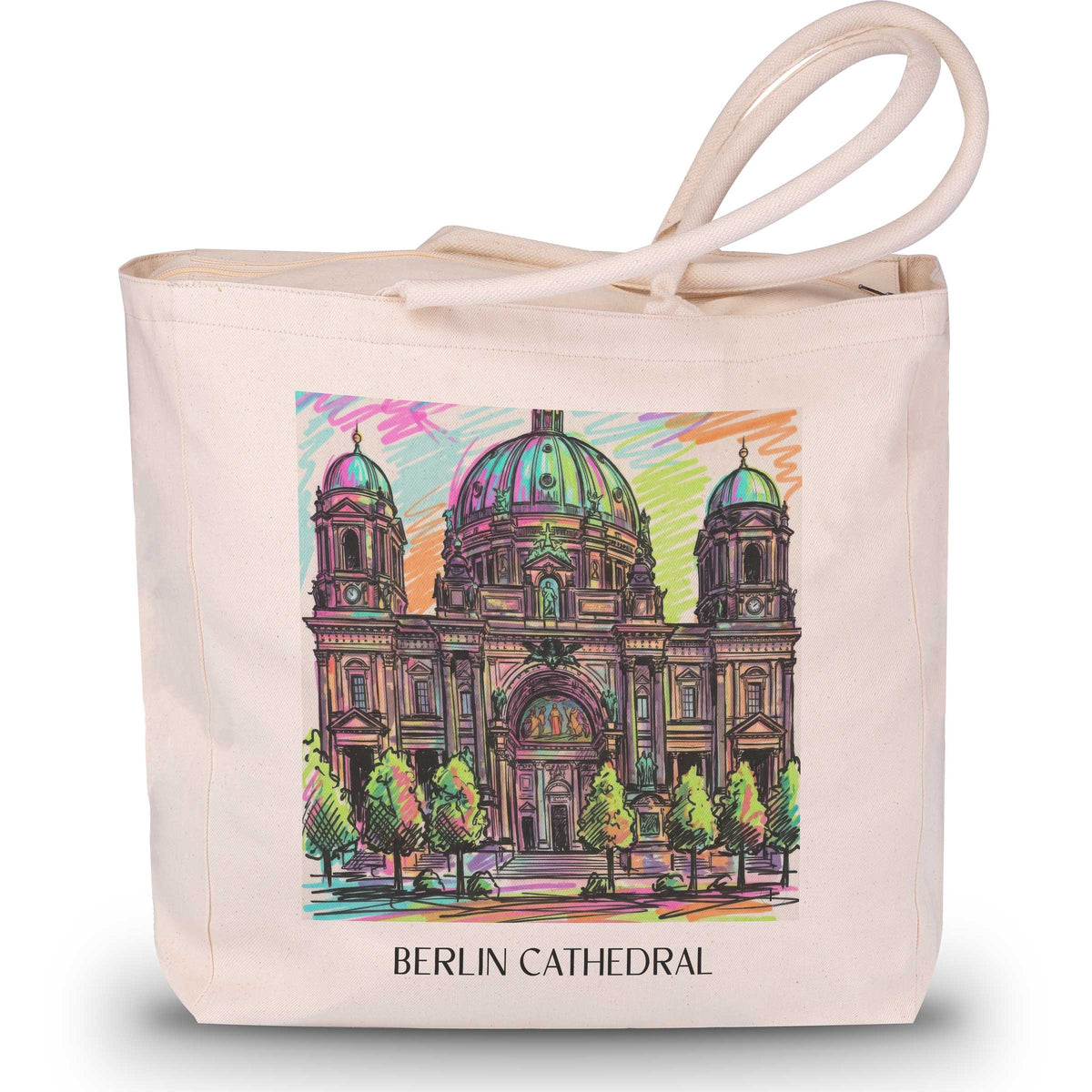Berliner Dom Shopping Tasche - Berlin - Deutschland Tote Bag - Einkaufstasche im Tag Graffiti Stil - favplace