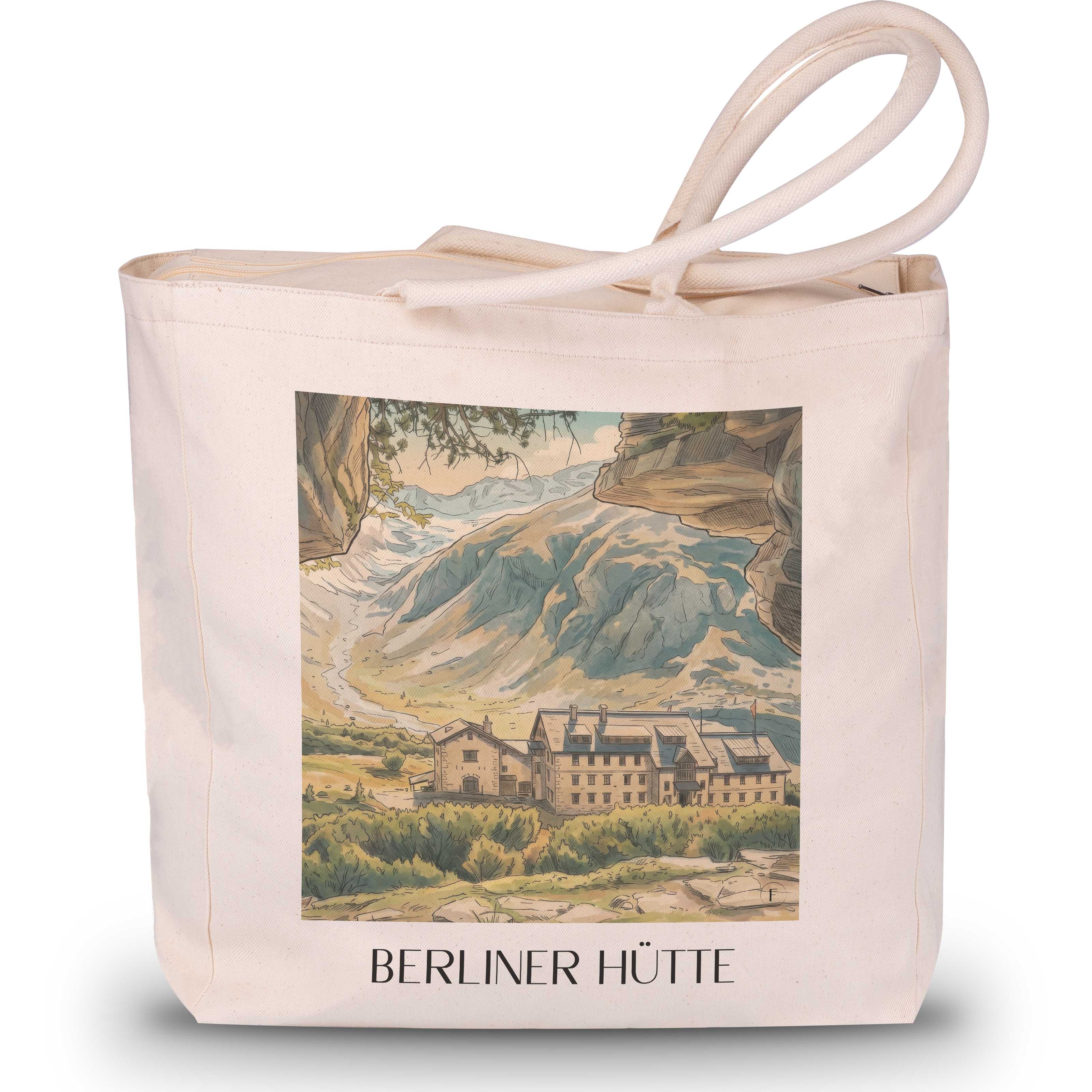 berliner-hütte-zillertaler-alpen-österreich-einkaufstasche-aquarell