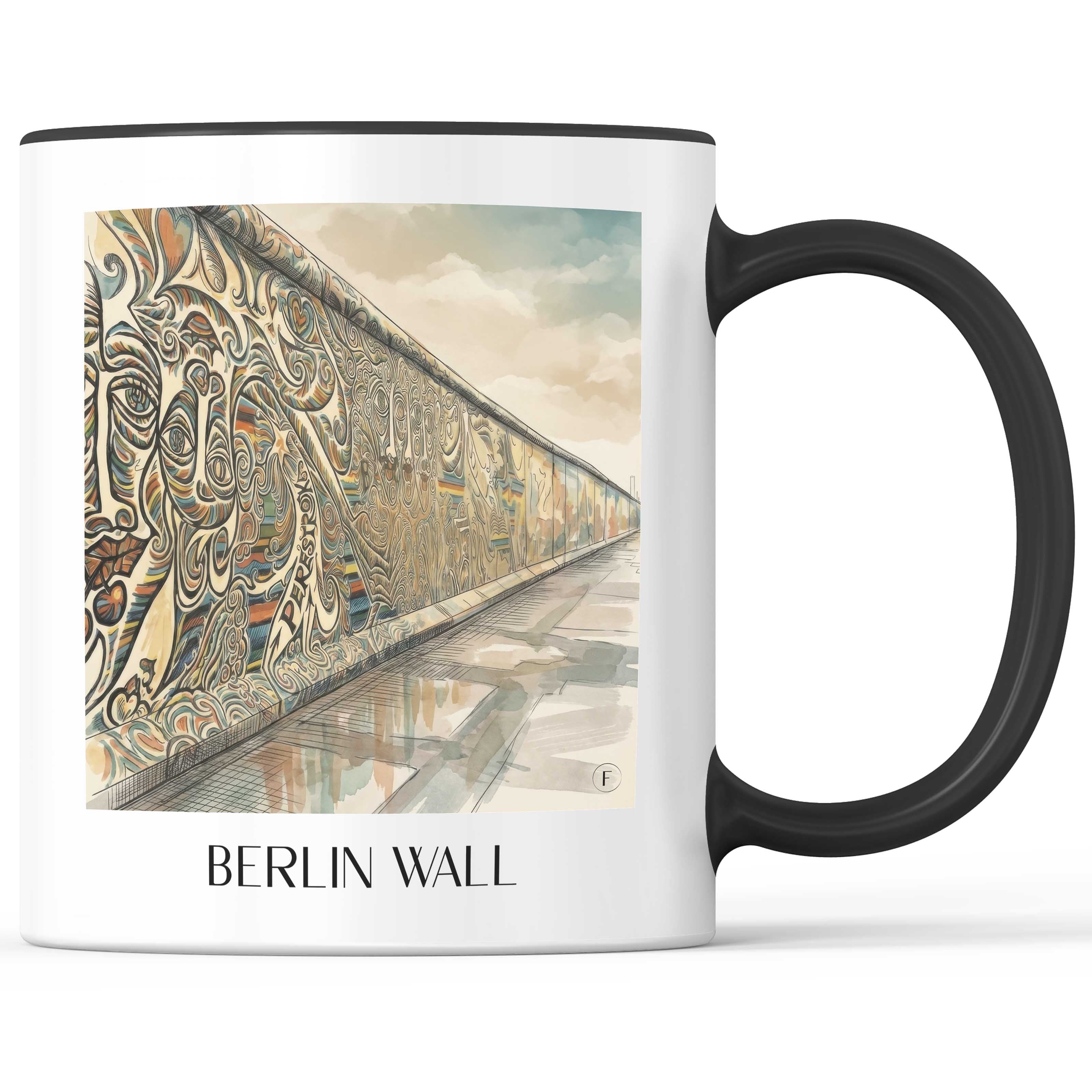 Berliner Mauer Kaffeebecher - Berlin - Deutschland Becher - Kaffeetasse im Aquarell Stil - favplace