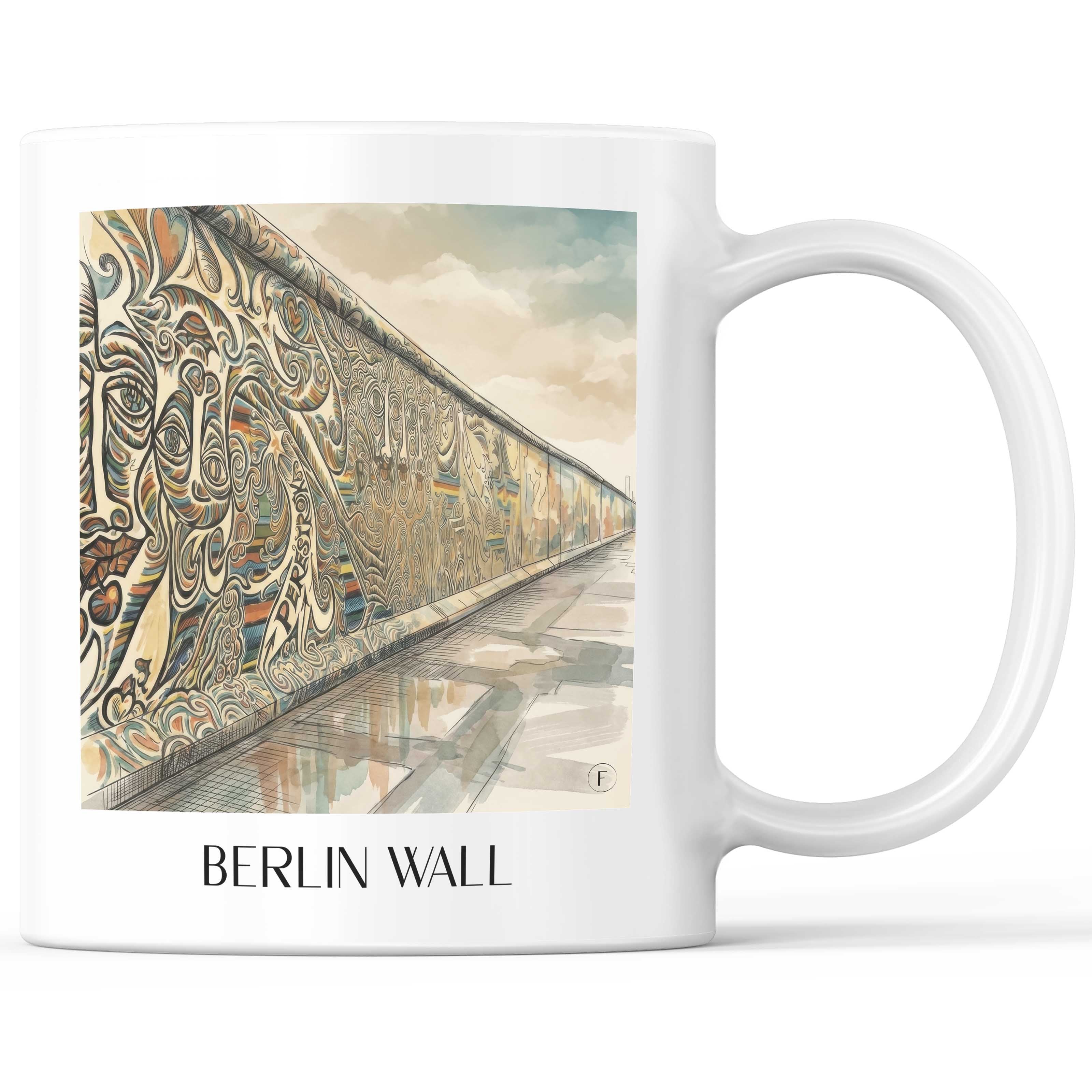 Berliner Mauer Kaffeebecher - Berlin - Deutschland Becher - Kaffeetasse im Aquarell Stil - favplace