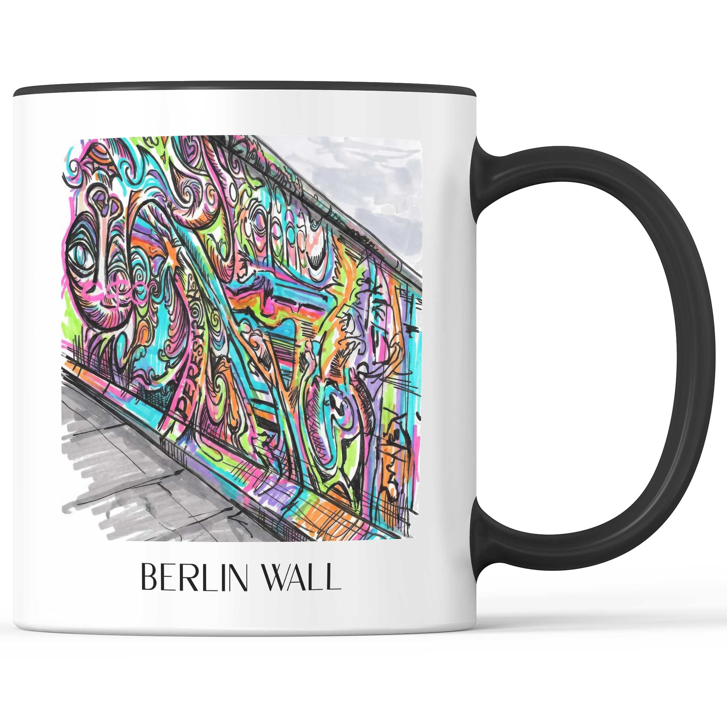 Berliner Mauer Kaffeebecher - Berlin - Deutschland Becher - Kaffeetasse im Tag Graffiti Stil