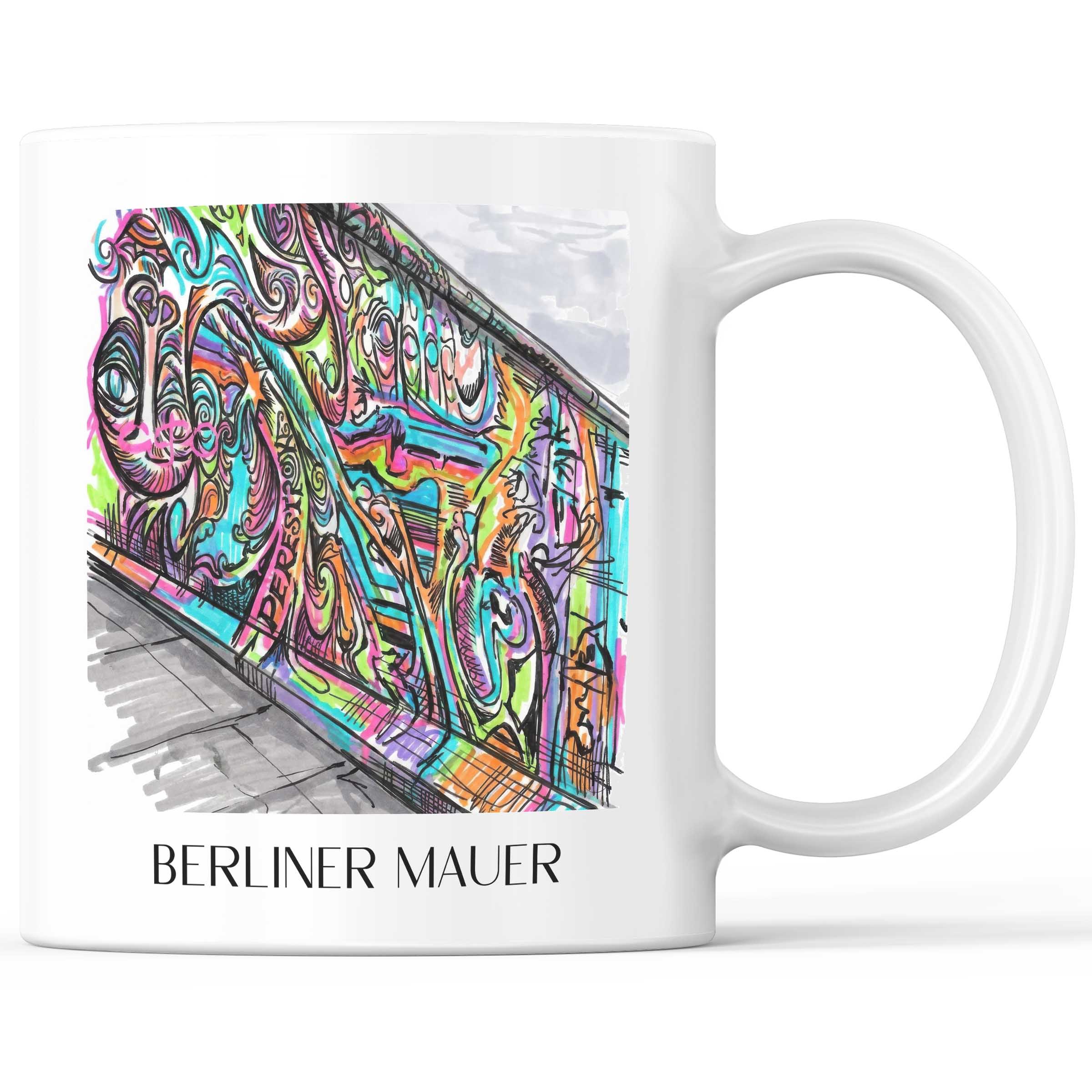 Berliner Mauer Kaffeebecher - Berlin - Deutschland Becher - Kaffeetasse im Tag Graffiti Stil