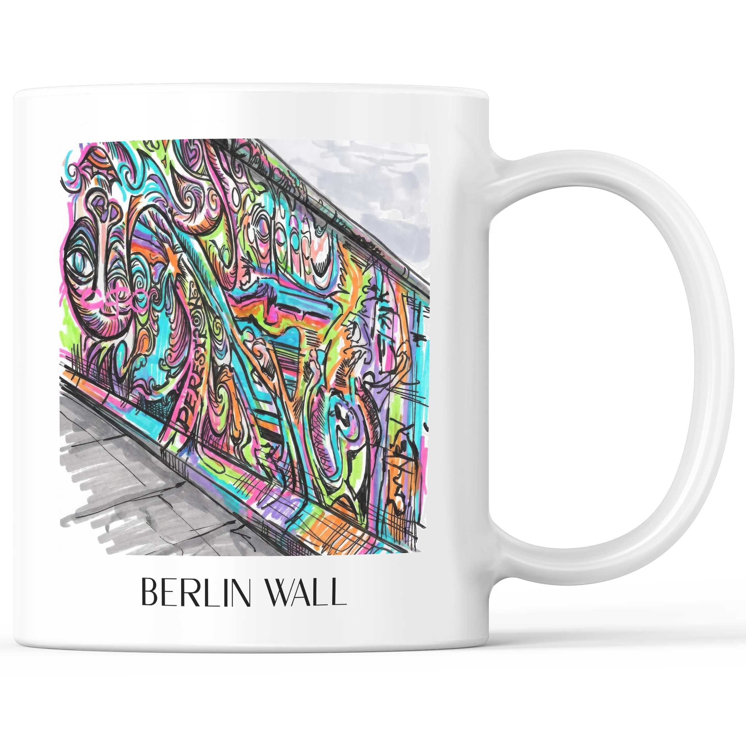 Berliner Mauer Kaffeebecher - Berlin - Deutschland Becher - Kaffeetasse im Tag Graffiti Stil