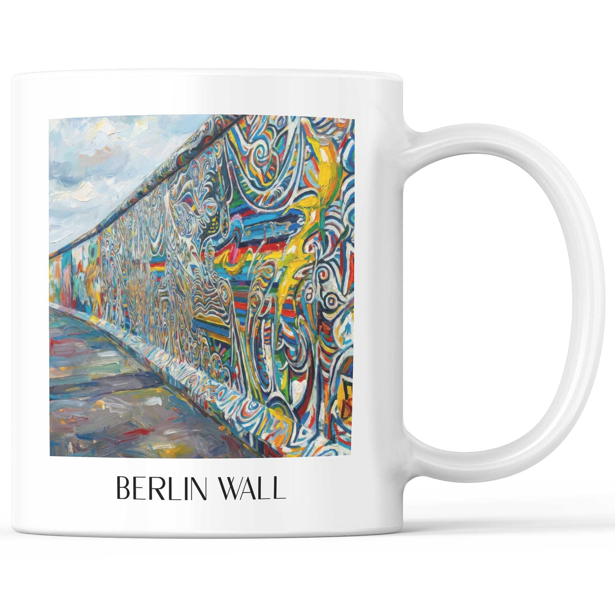 Berliner Mauer Kaffeebecher - Berlin - Deutschland Becher - Kaffeetasse im Ölgemälde Stil - favplace