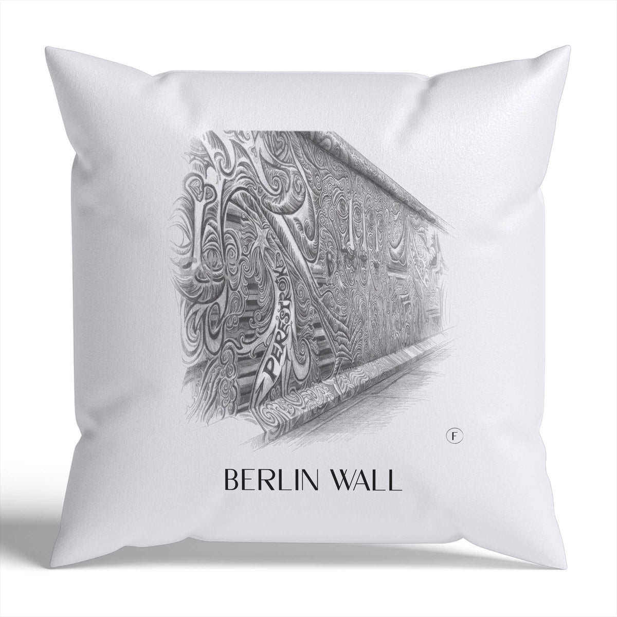 Berliner Mauer Kissenhülle - Zierkissen Bezug - Berlin - Deutschland Kissen bzw. Kissenbezug im Zeichnung Stil - favplace
