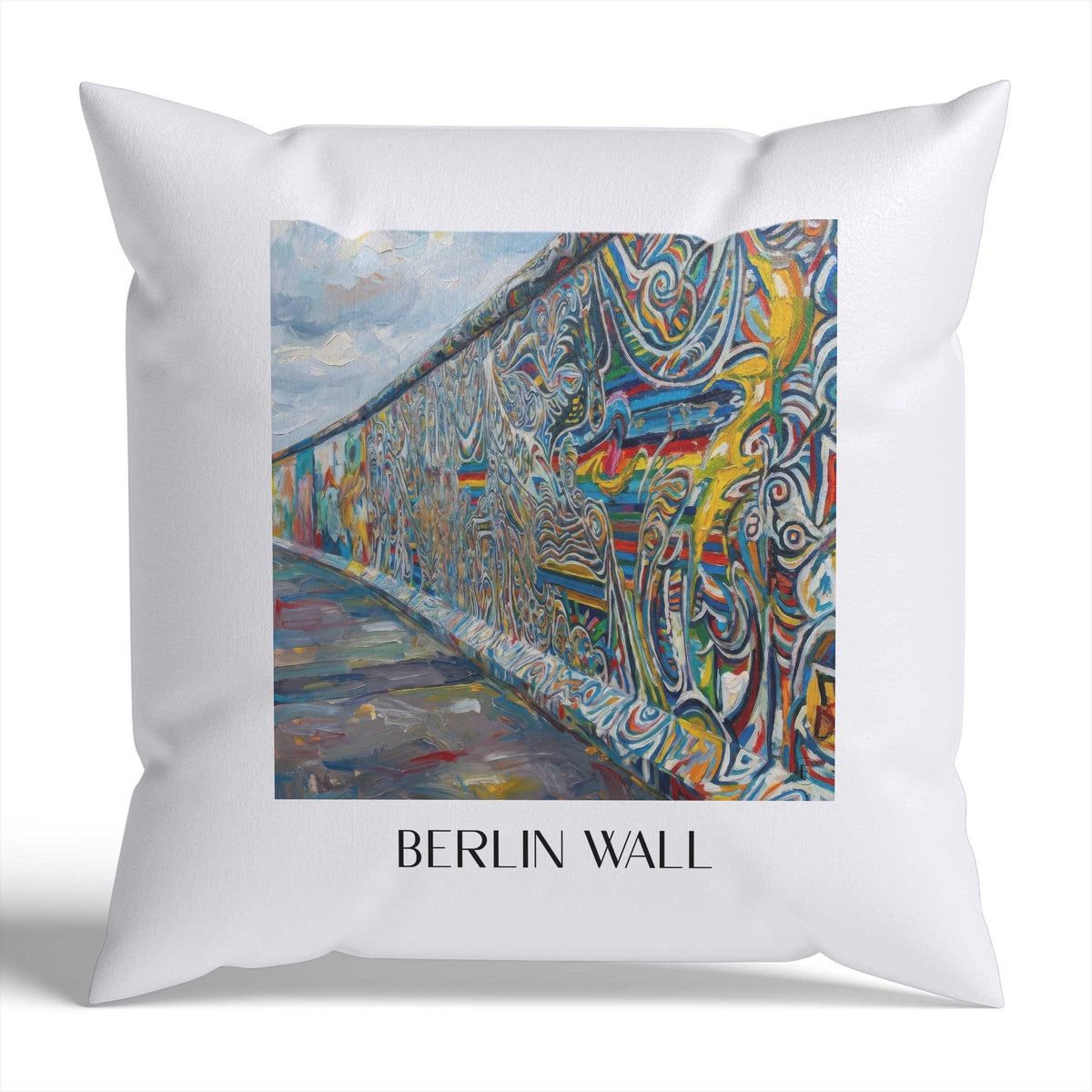 Berliner Mauer Kissenhülle - Zierkissen Bezug - Berlin - Deutschland Kissen bzw. Kissenbezug im Ölgemälde Stil - favplace