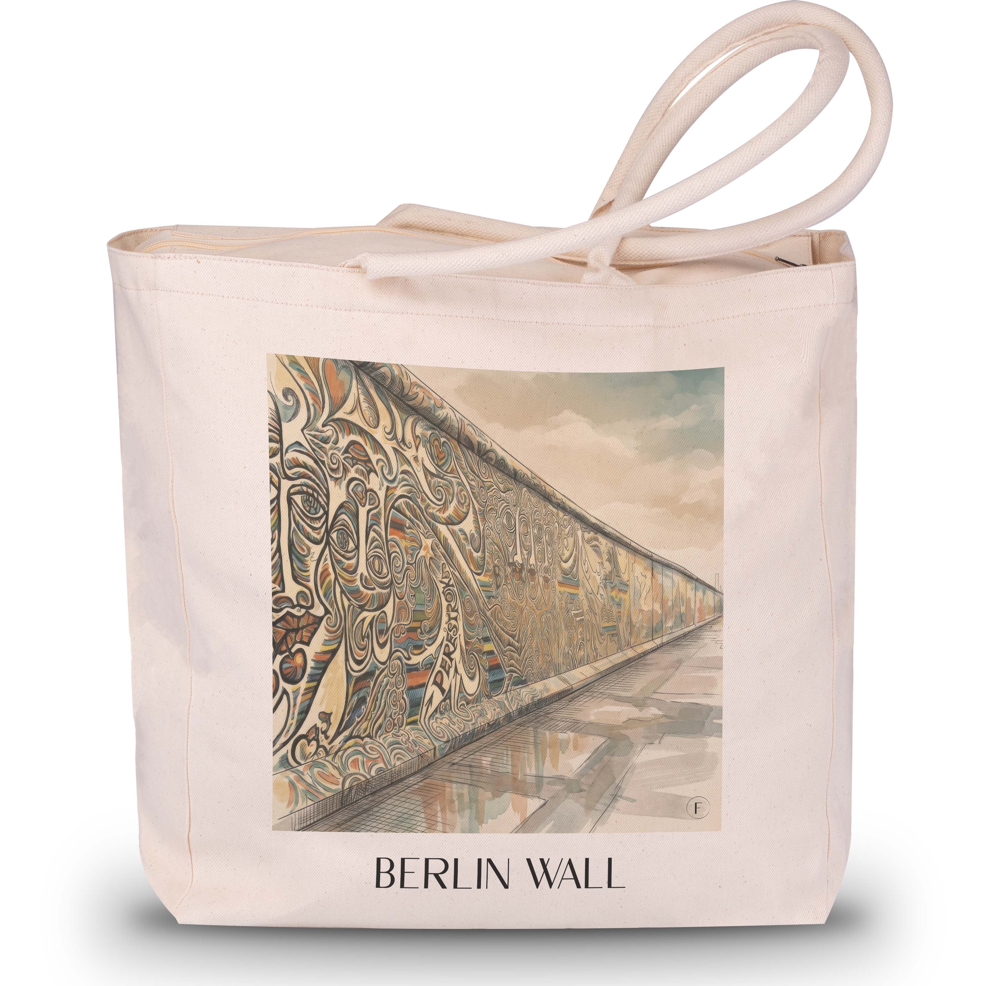 Berliner Mauer Shopping Tasche - Berlin - Deutschland Tote Bag - Einkaufstasche im Aquarell Stil - favplace
