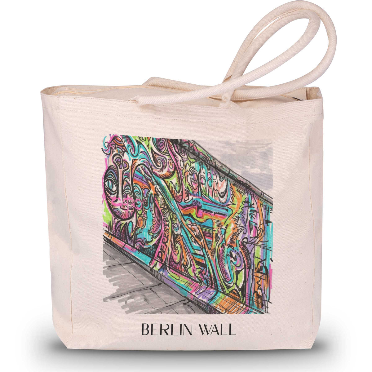 Berliner Mauer Shopping Tasche - Berlin - Deutschland Tote Bag - Einkaufstasche im Tag Graffiti Stil - favplace