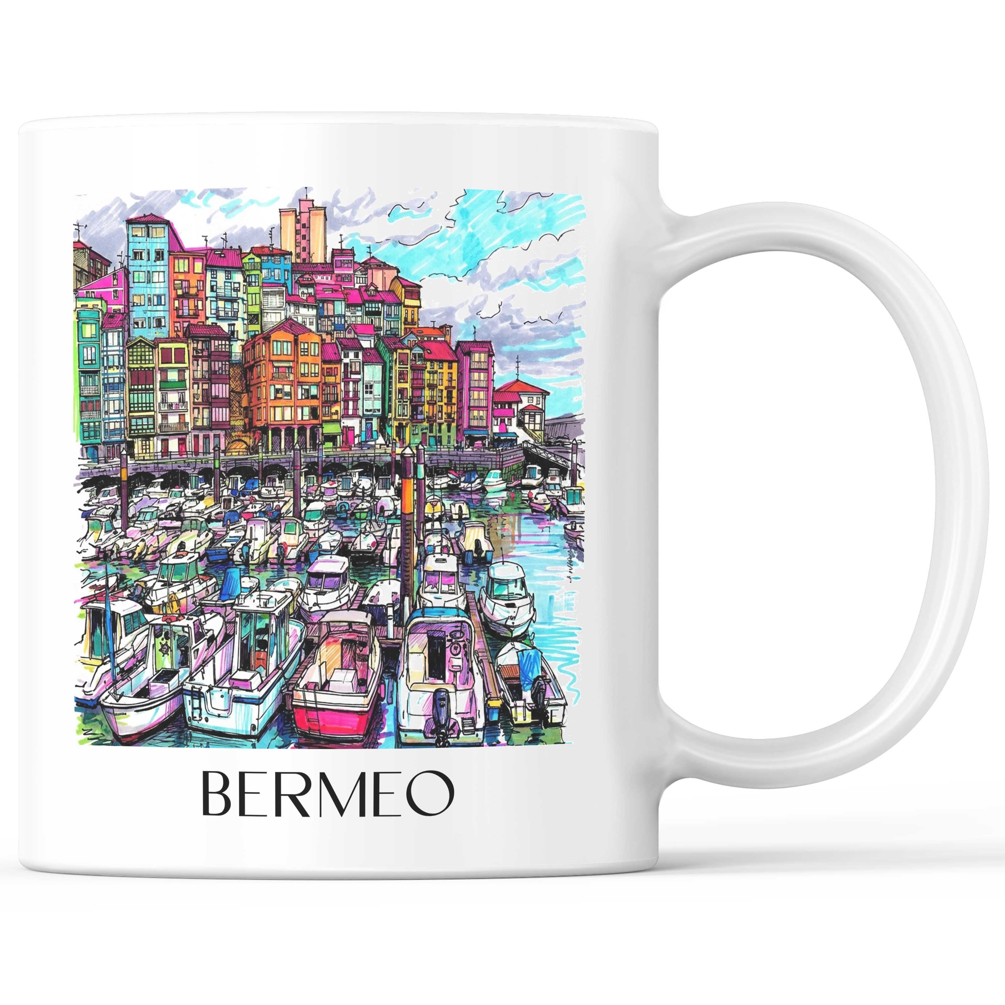 Bermeo Kaffeebecher - Spanien - Spanien und Spanien Becher - Kaffeetasse im Tag Graffiti Stil - favplace