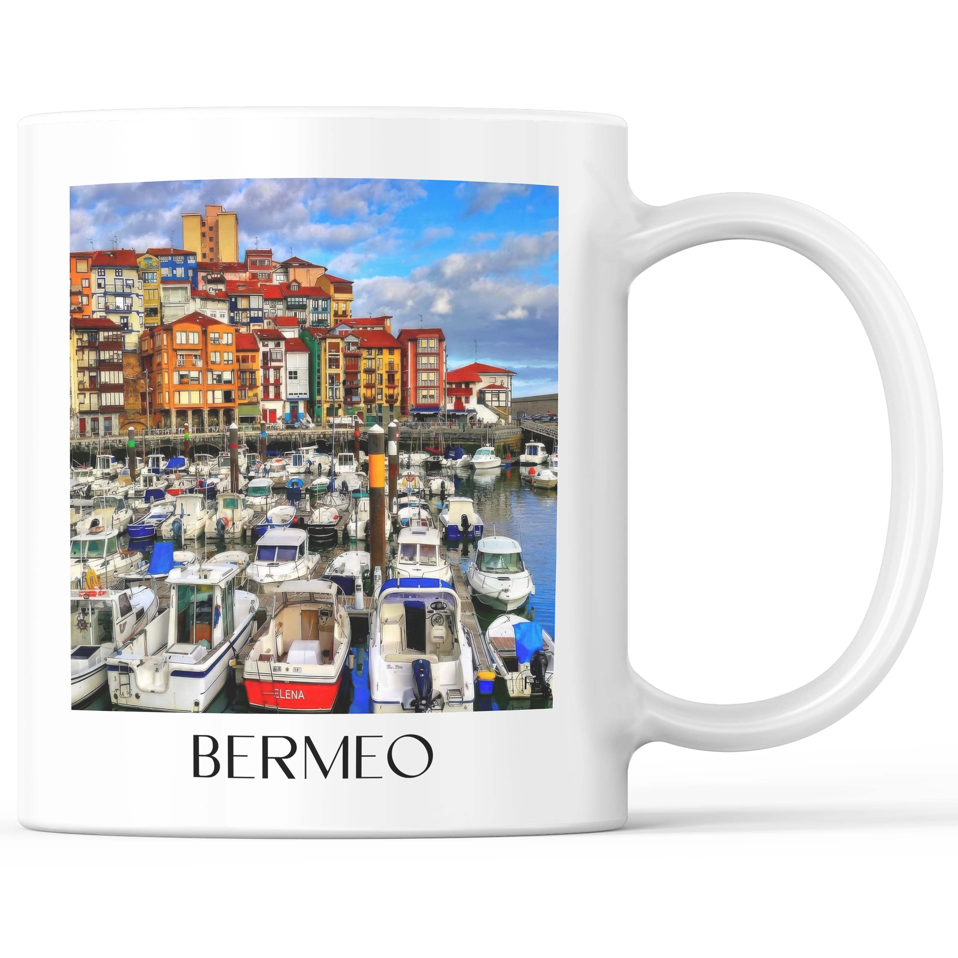Bermeo Kaffeebecher - Spanien - Spanien und Spanien Becher - Kaffeetasse im Ölgemälde Stil - favplace