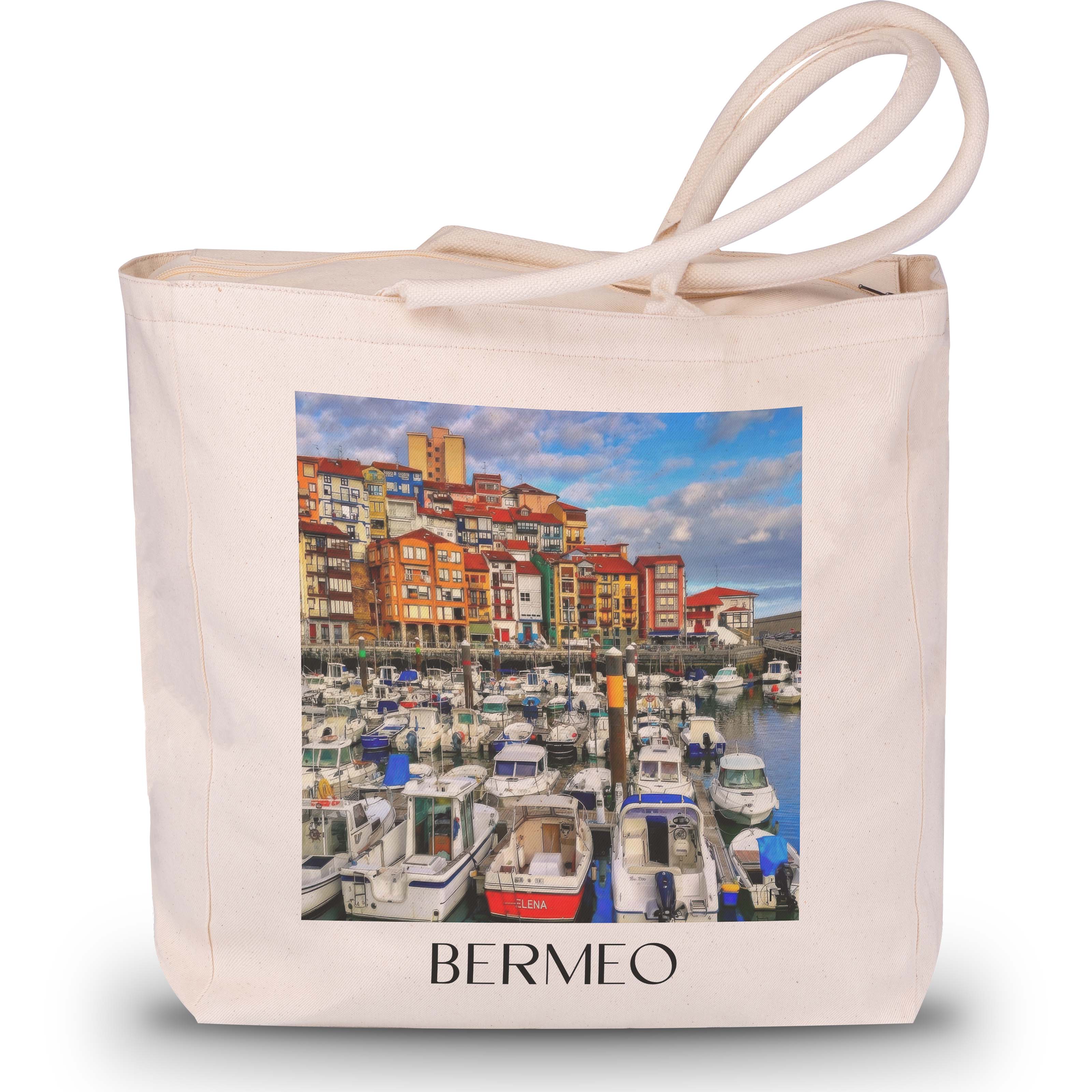 Bermeo Shopping Tasche - Spanien - Spanien und Spanien Tote Bag - Einkaufstasche im Ölgemälde Stil - favplace