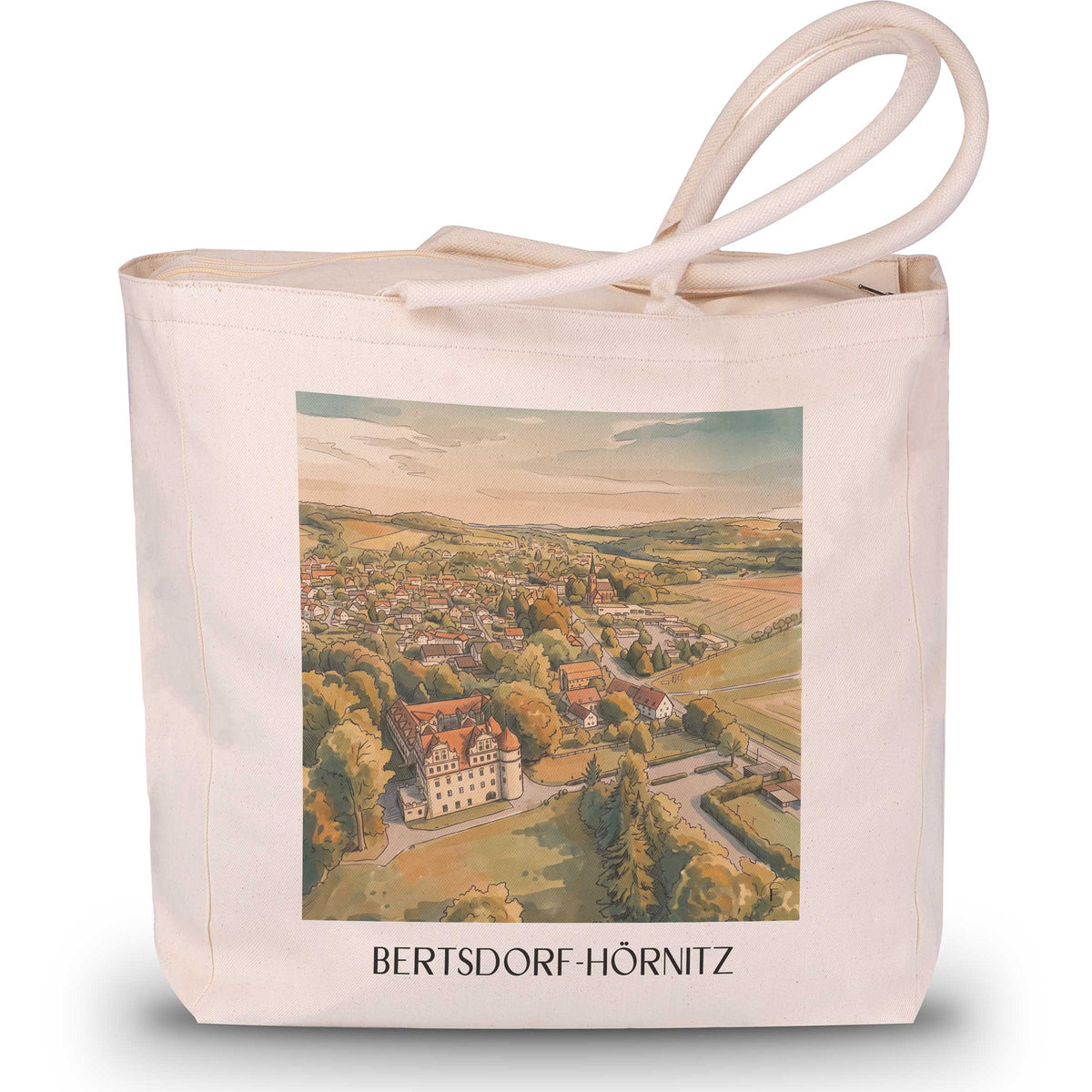 bertsdorf-hörnitz-oberlausitz-deutschland-einkaufstasche-aquarell