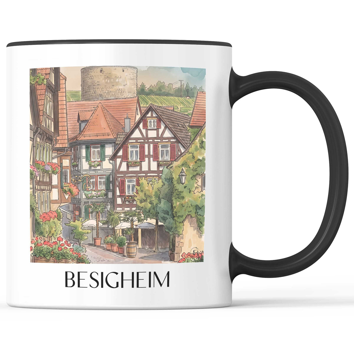 Besigheim Kaffeebecher - Neckartal - Deutschland Becher - Kaffeetasse im Aquarell Stil - favplace