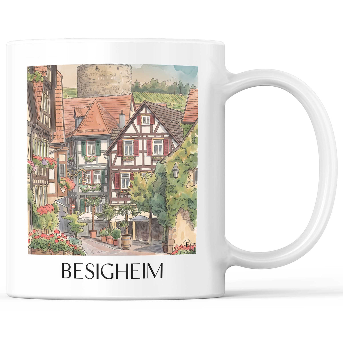 Besigheim Kaffeebecher - Neckartal - Deutschland Becher - Kaffeetasse im Aquarell Stil - favplace